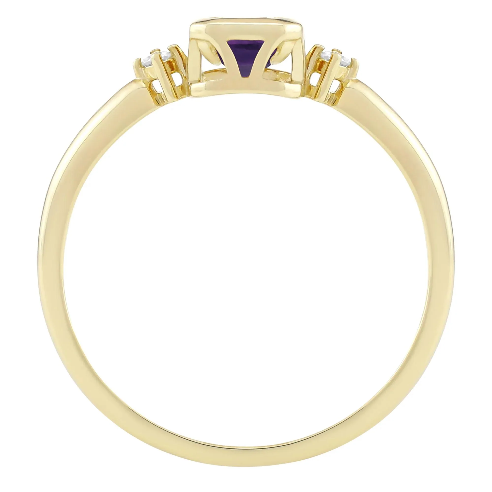 Emerald-Cut Amethyst and Diamond Accent Ring 10K Yellow Gold Size 8.5 1.5mm - Image 2