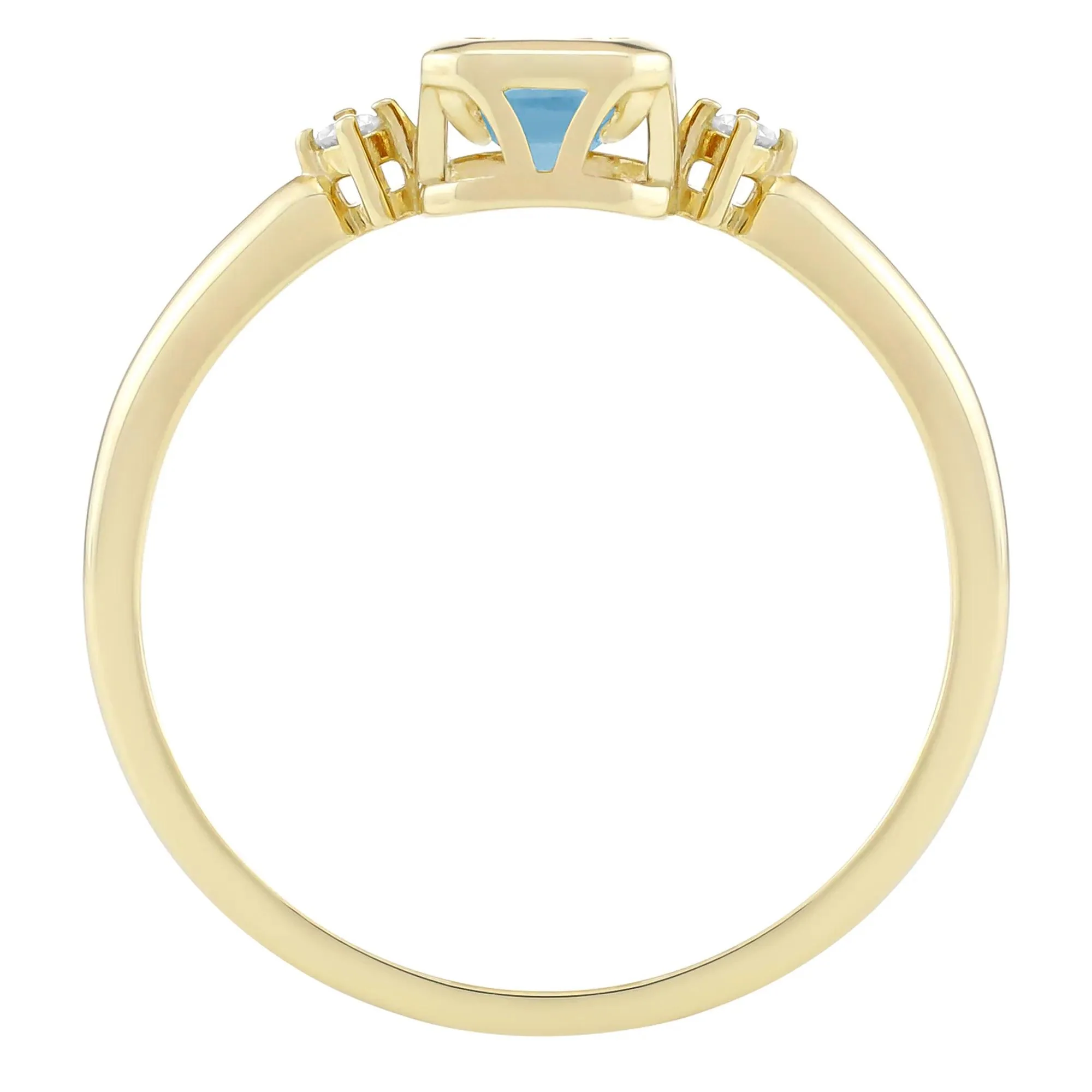 Emerald-Cut Swiss Blue Topaz and Diamond Accent Ring 10K Yellow Gold Size 8.5 1.5mm - Image 2