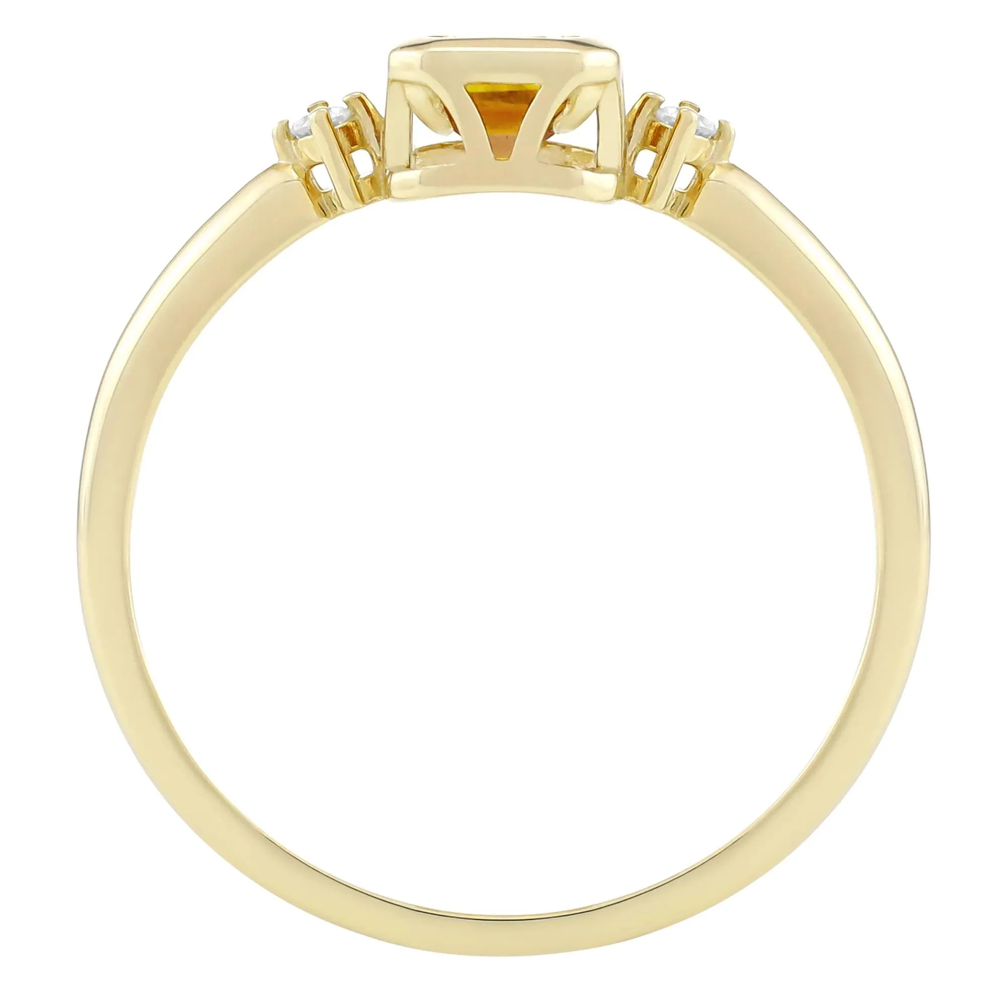 Emerald-Cut Citrine and Diamond Accent Ring 10K Yellow Gold Size 8.5 1.5mm - Image 2