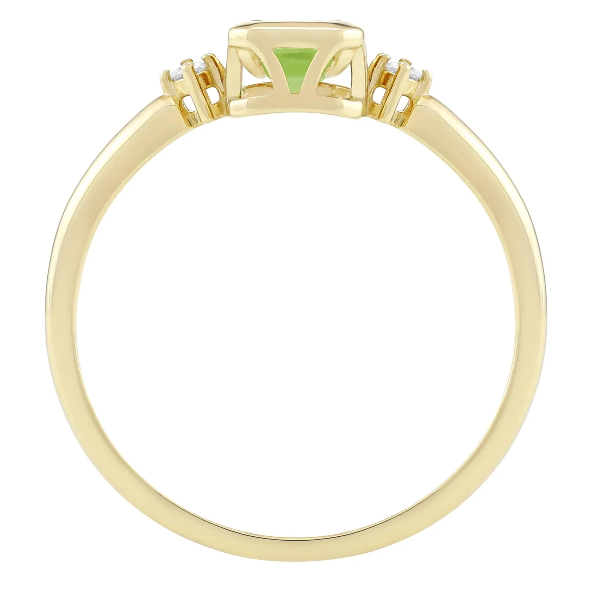 Emerald-Cut Peridot and Diamond Accent Ring 10K Yellow Gold Size 6.5 1.5mm - Image 2