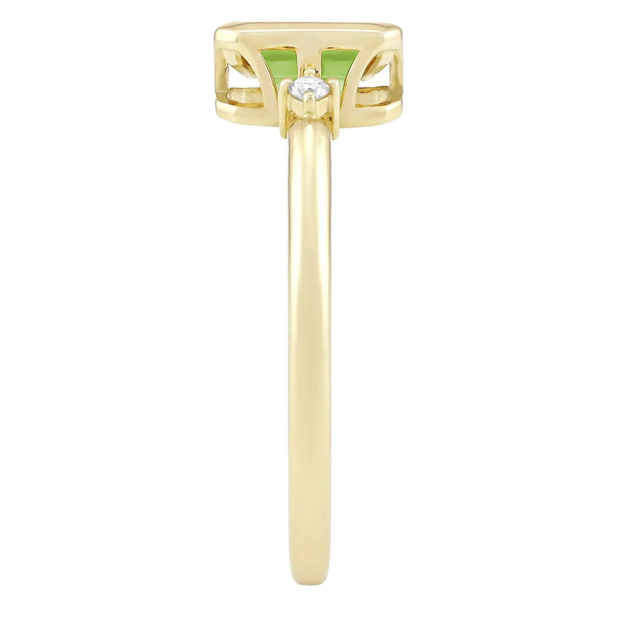 Emerald-Cut Peridot and Diamond Accent Ring 10K Yellow Gold Size 8 1.5mm - Image 3