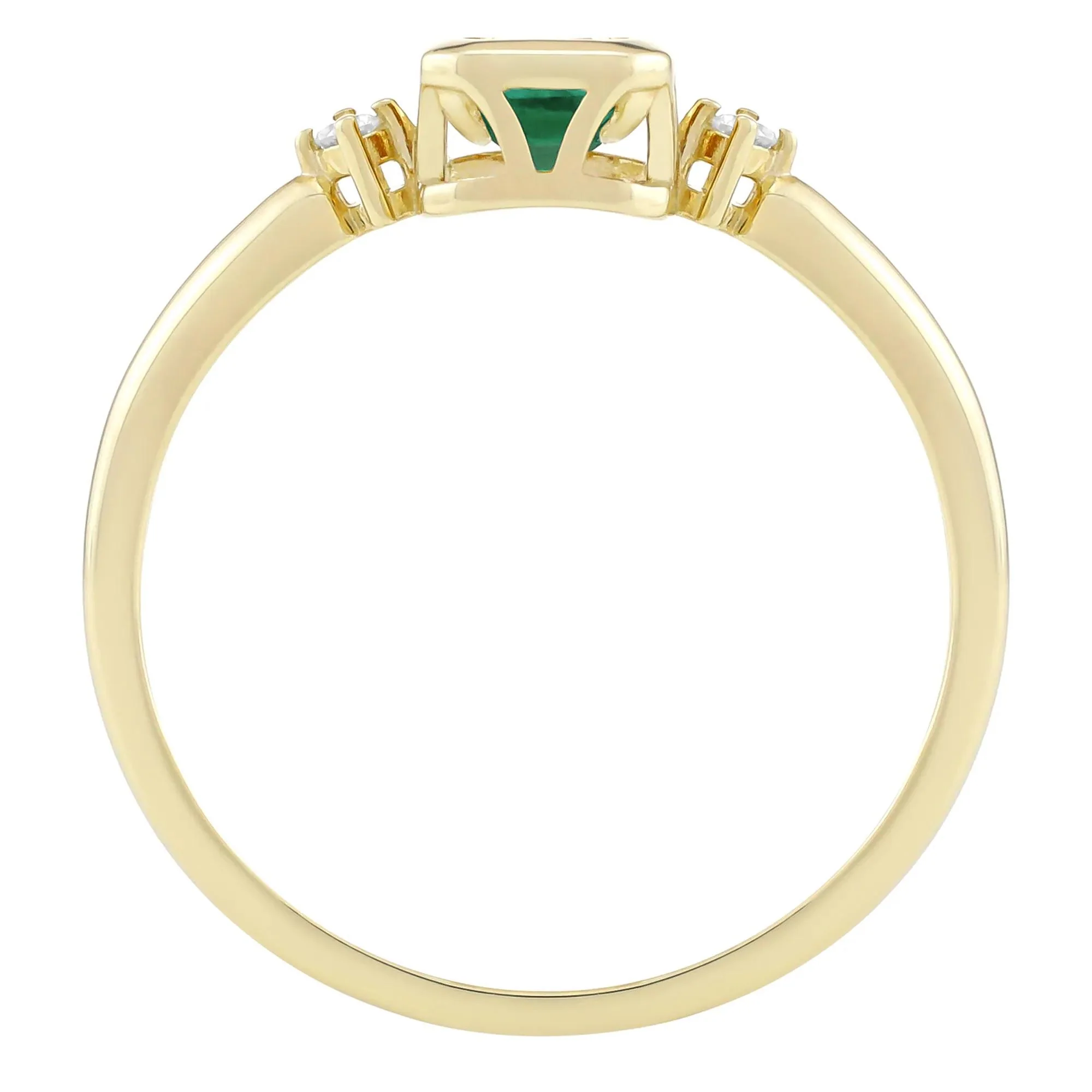 Emerald-Cut Lab-Created and Diamond Accent Ring 10K Yellow Gold Size 7.5 1.5mm - Image 2