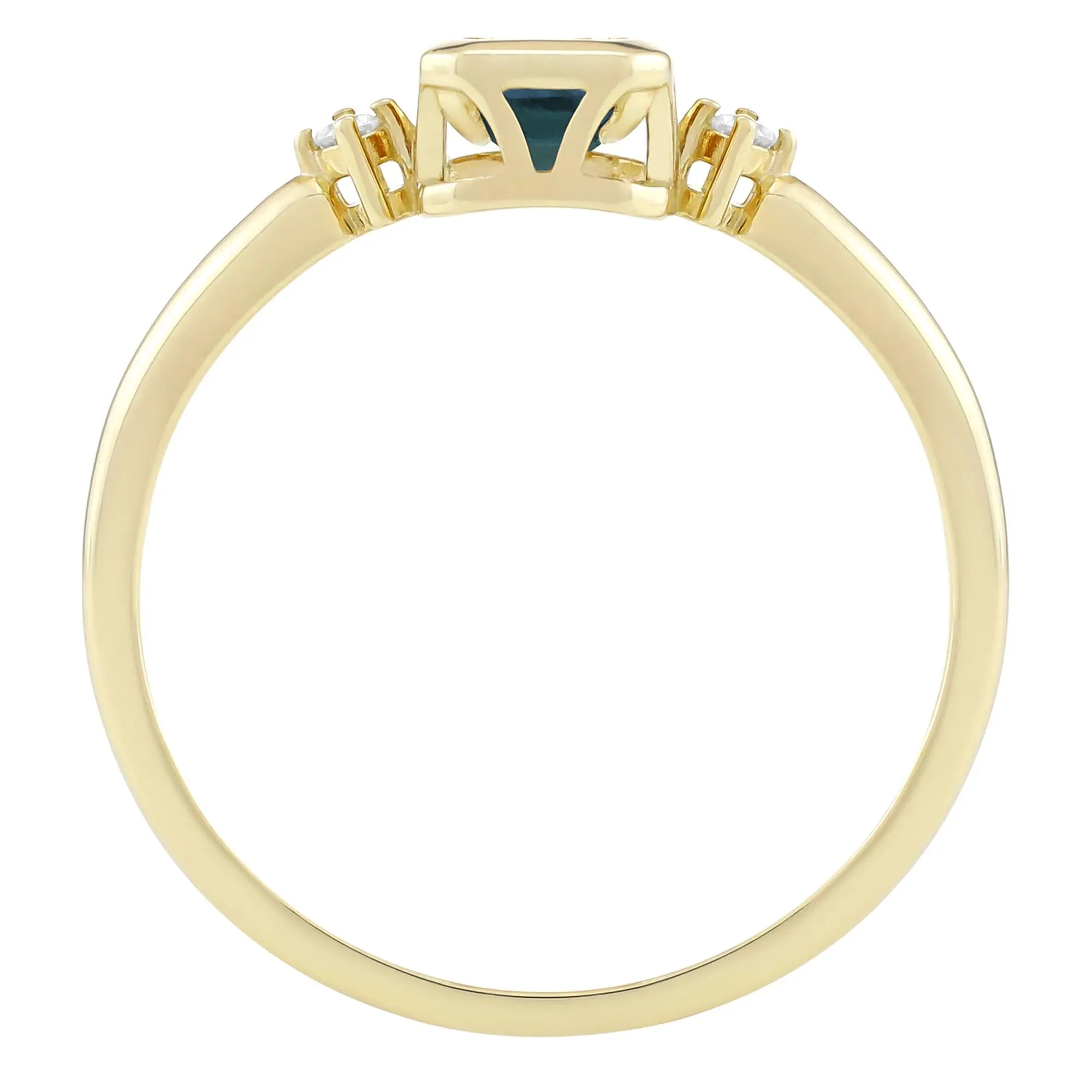 Emerald-Cut Lab-Created Alexandrite and Diamond Accent Ring 10K Yellow Gold Size 8.5 1.5mm - Image 2