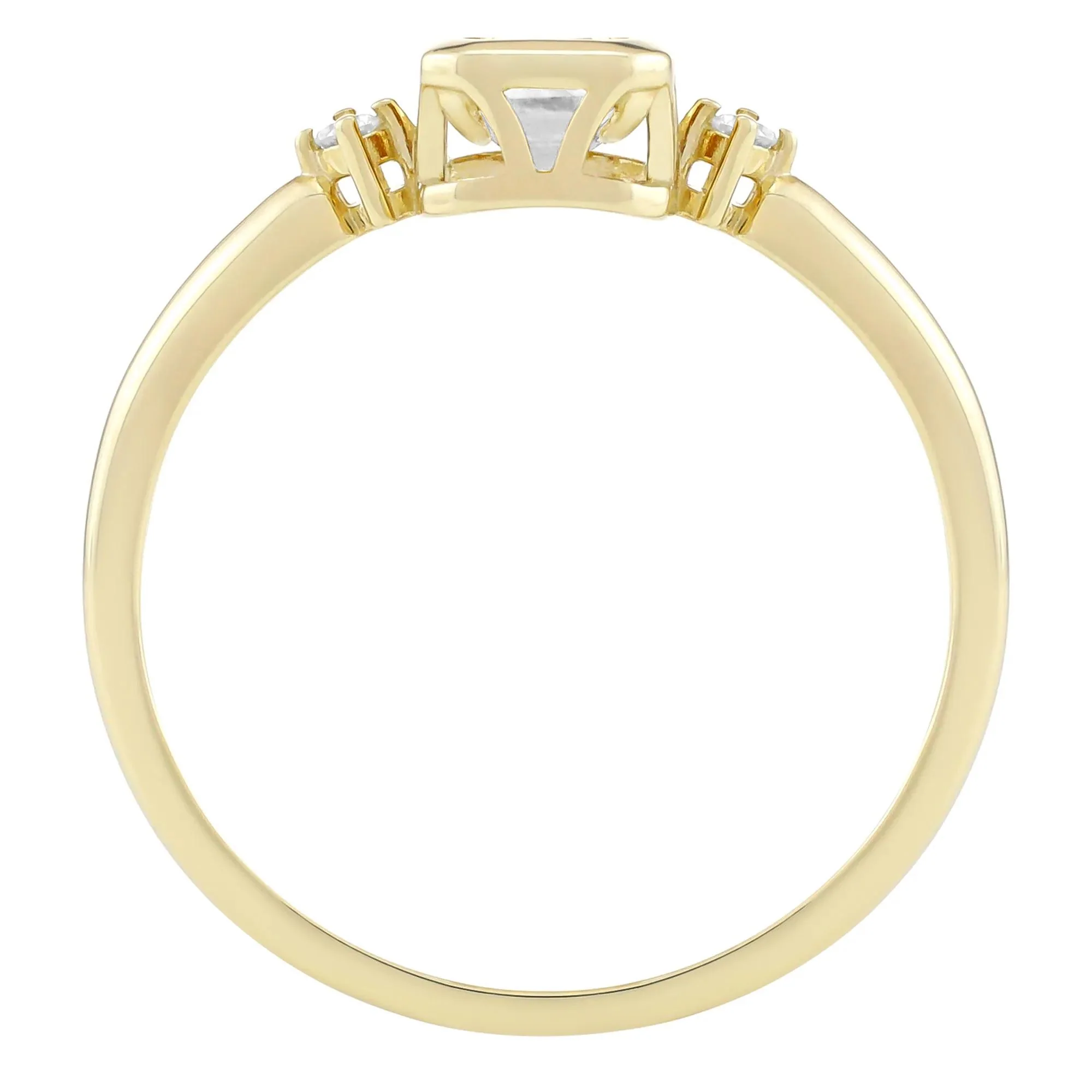 Emerald-Cut Lab-Created White Sapphire and Diamond Accent Ring 10K Yellow Gold Size 7.5 1.5mm - Image 2