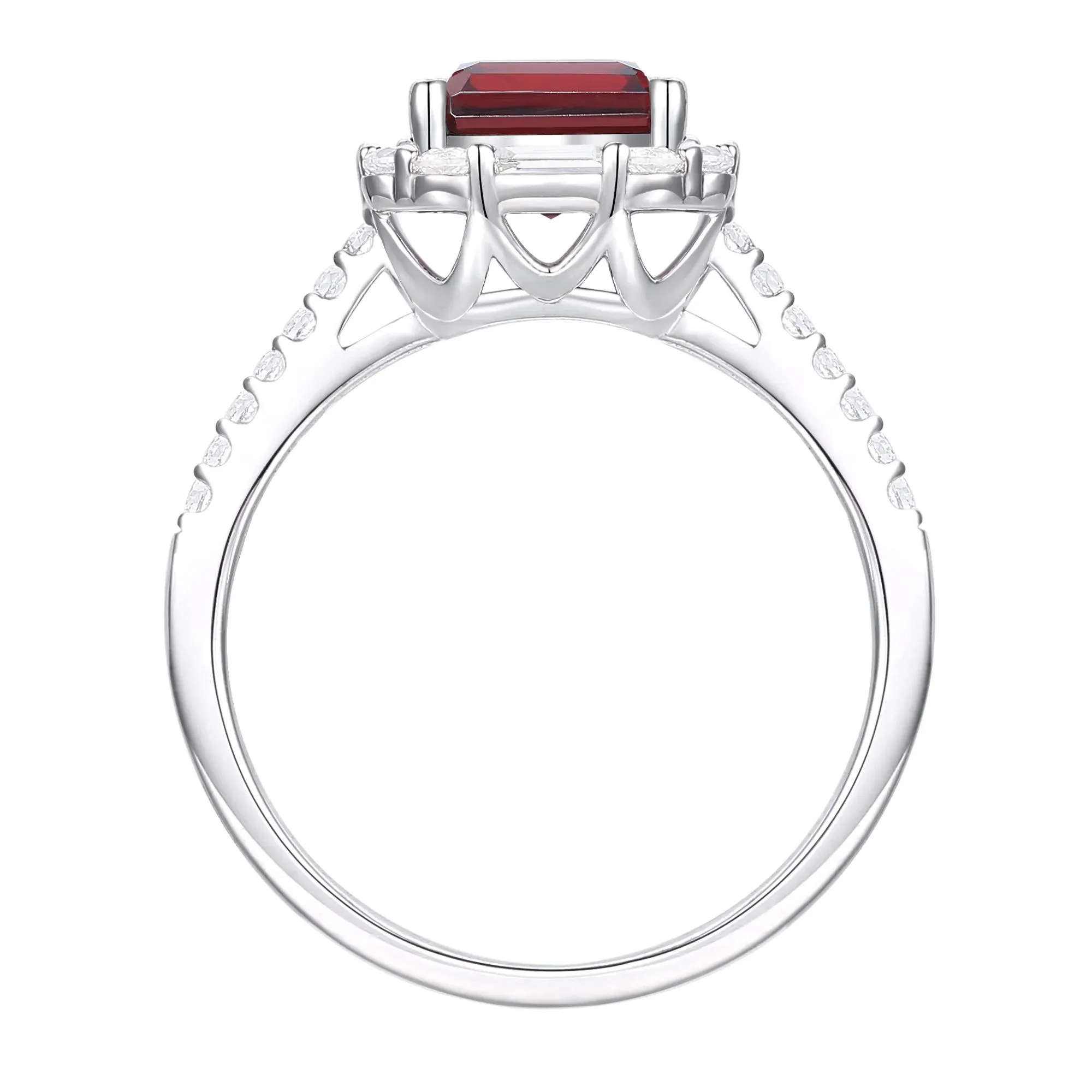 Garnet & Lab-Created White Sapphire Ring Earring & Pendant Set .925 Sterling Silver Size 6.5 1mm - Image 7