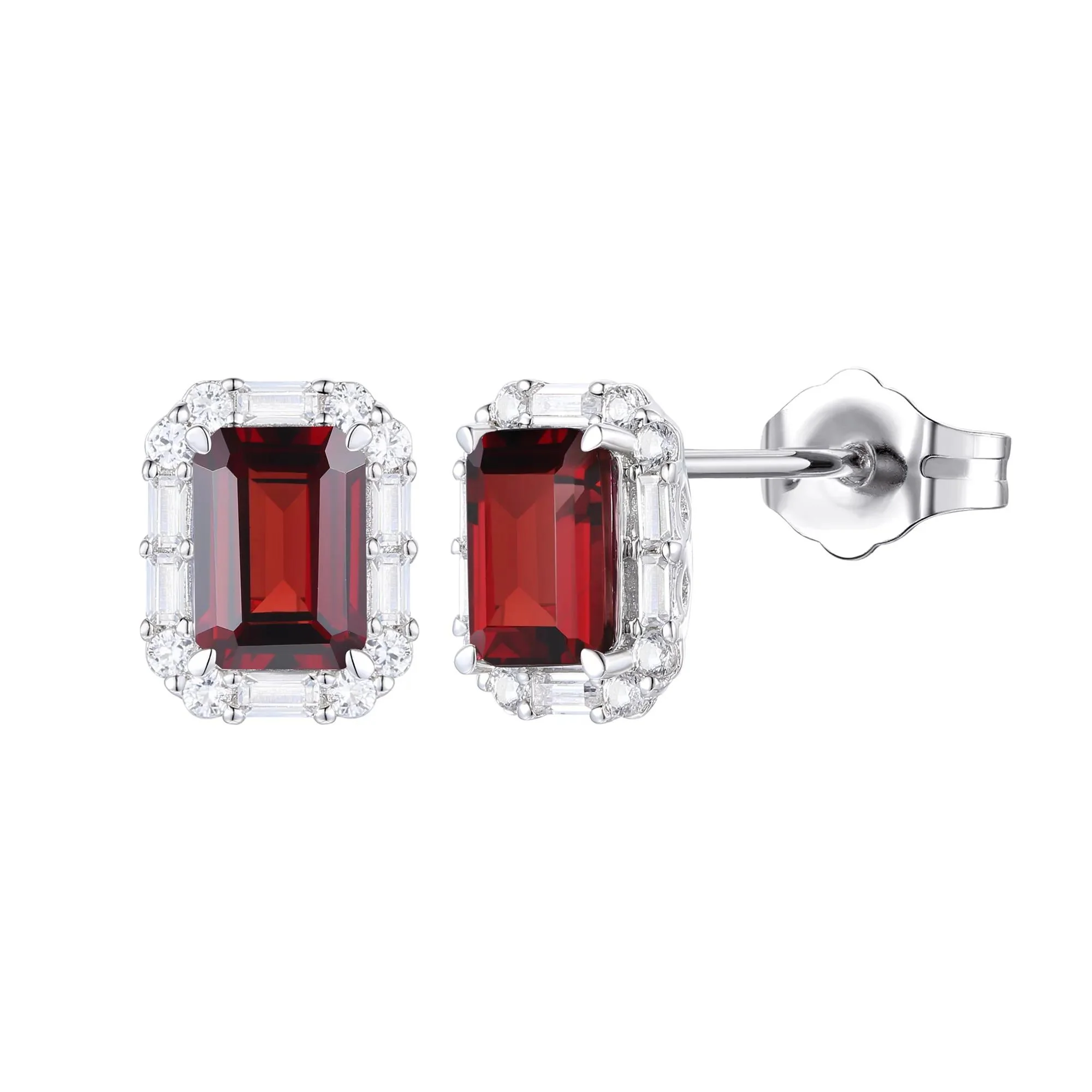 Garnet & Lab-Created White Sapphire Ring Earring & Pendant Set .925 Sterling Silver Size 7 1mm - Image 2