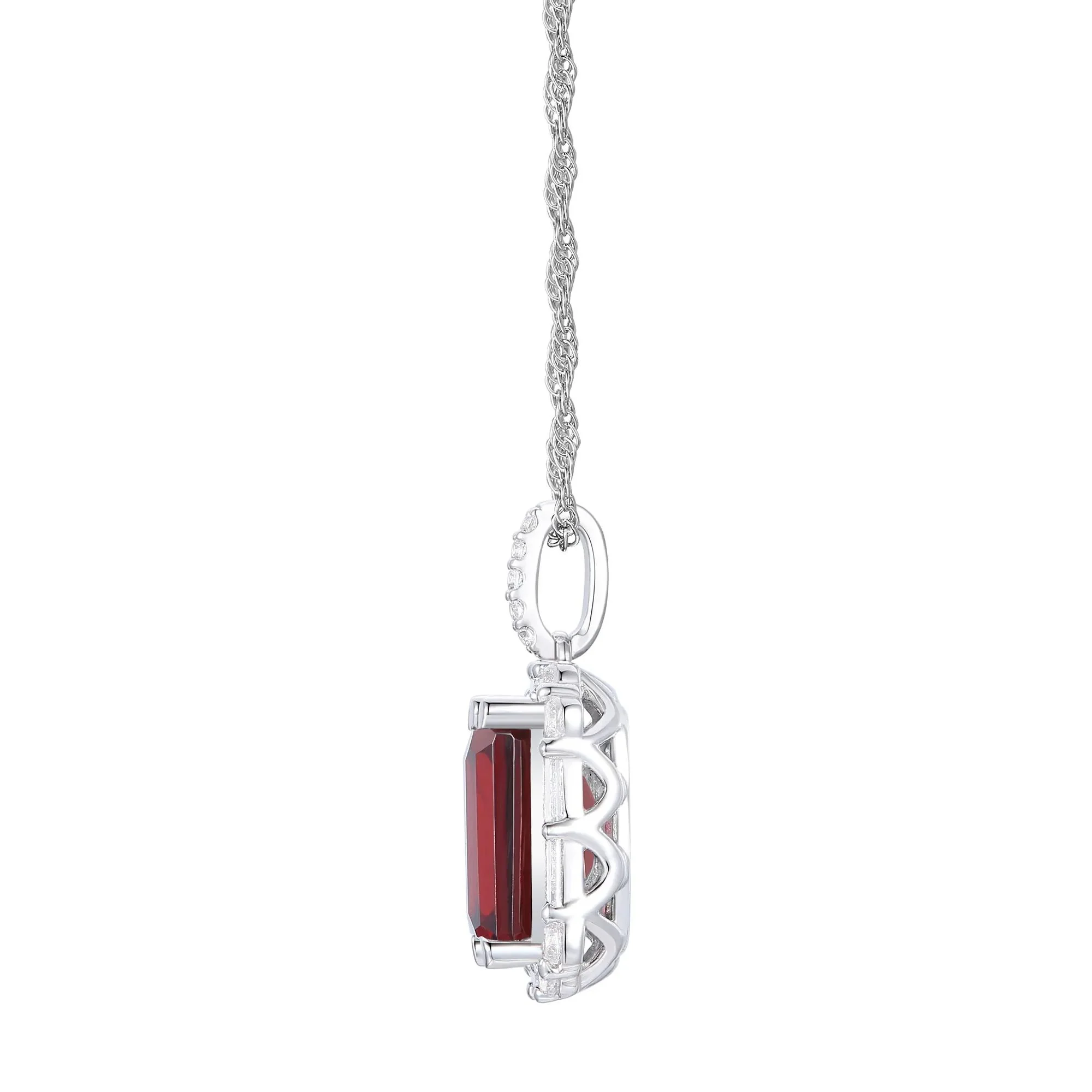 Garnet & Lab-Created White Sapphire Ring Earring & Pendant Set .925 Sterling Silver Size 8 1mm - Image 4
