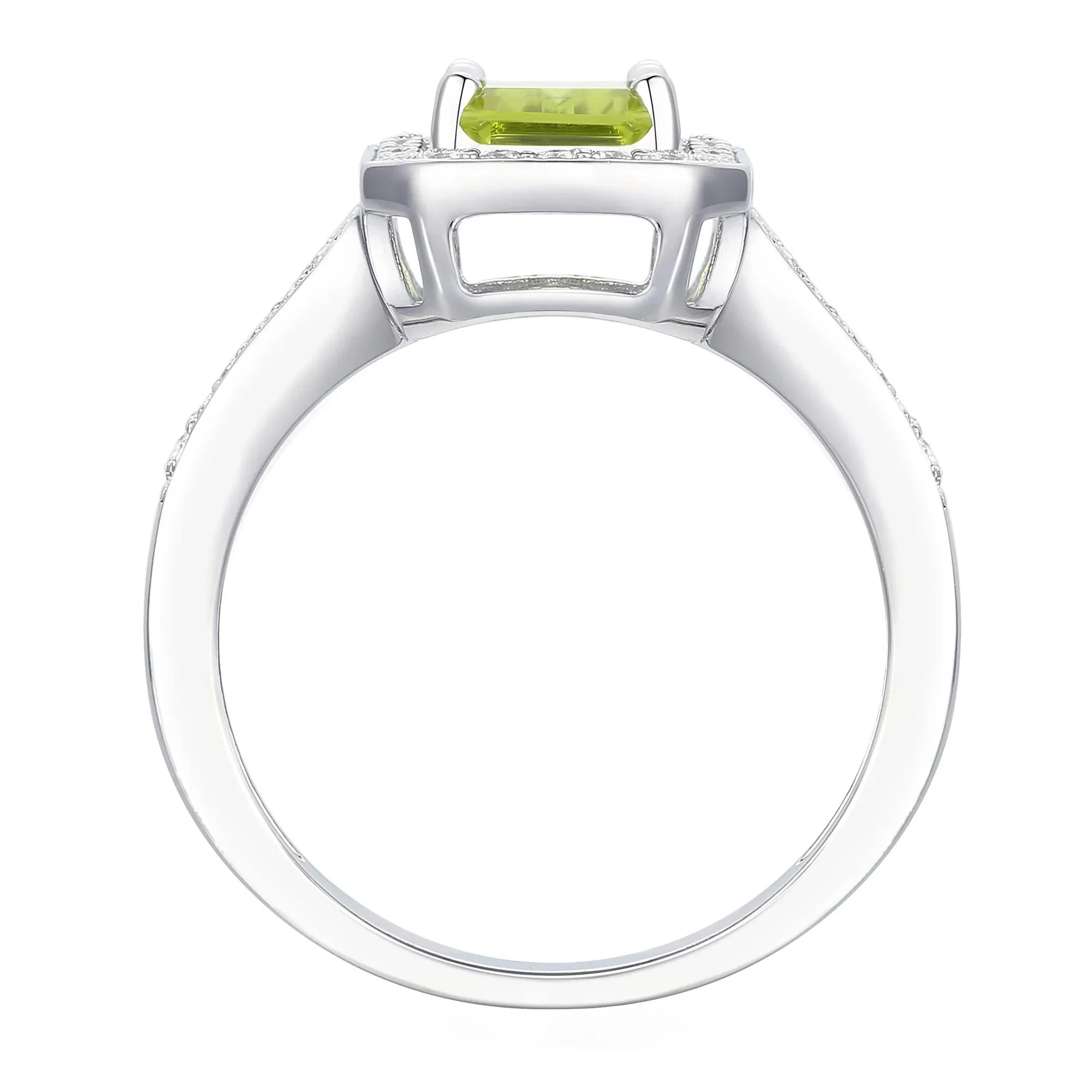Peridot & Lab-Created White Sapphire Ring Earring & Pendant Set .925 Sterling Silver Size 7 1mm - Image 7