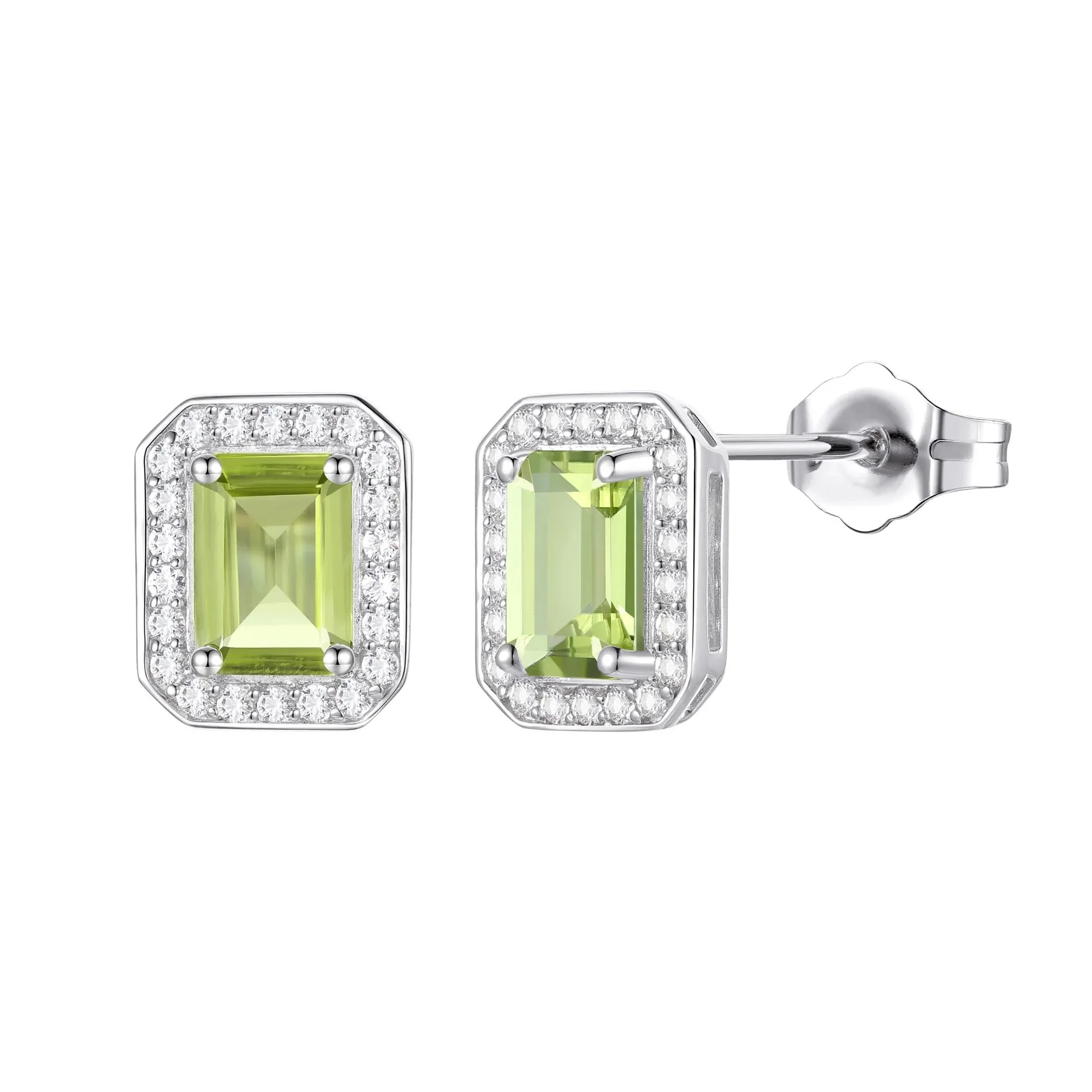 Peridot & Lab-Created White Sapphire Ring Earring & Pendant Set .925 Sterling Silver Size 7.5 1mm - Image 2