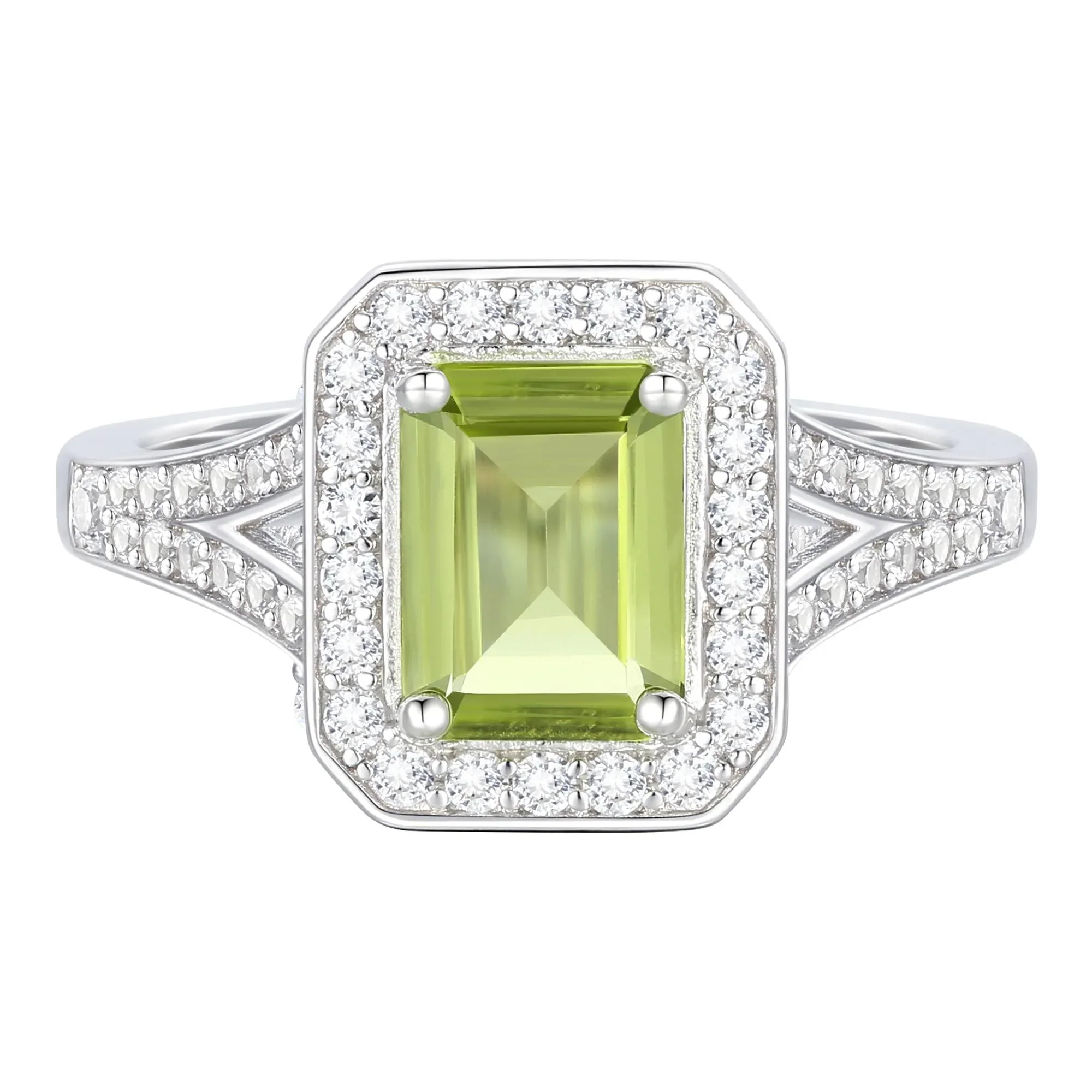 Peridot & Lab-Created White Sapphire Ring Earring & Pendant Set .925 Sterling Silver Size 7.5 1mm - Image 6