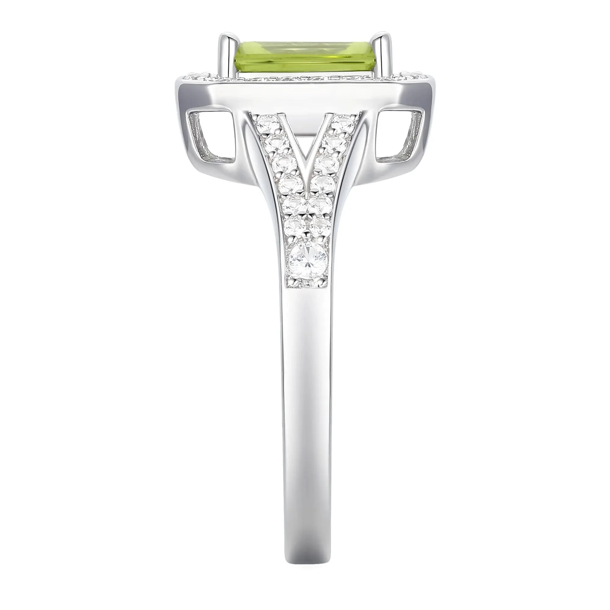 Peridot & Lab-Created White Sapphire Ring Earring & Pendant Set .925 Sterling Silver Size 7.5 1mm - Image 8