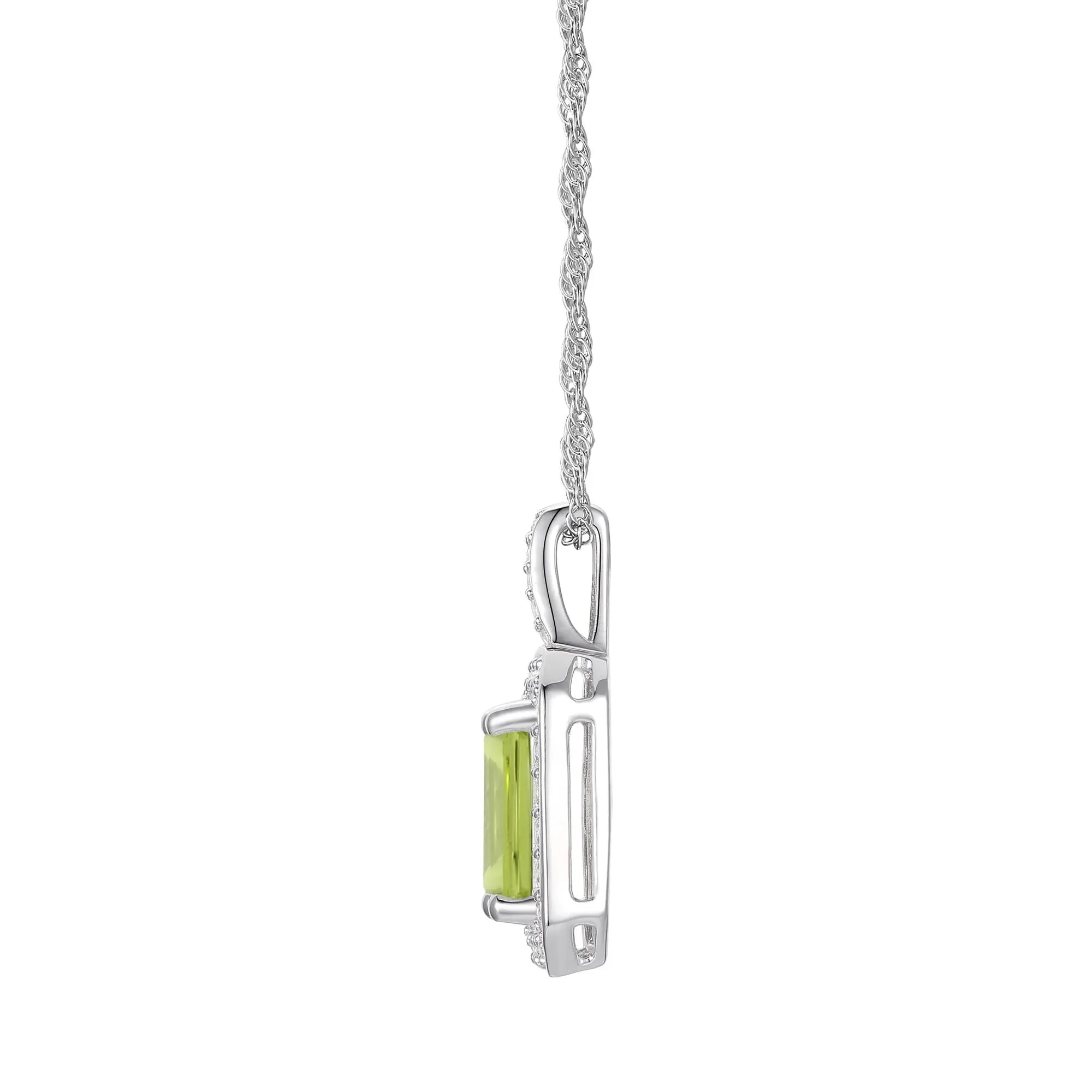 Peridot & Lab-Created White Sapphire Ring Earring & Pendant Set .925 Sterling Silver Size 8 1mm - Image 4