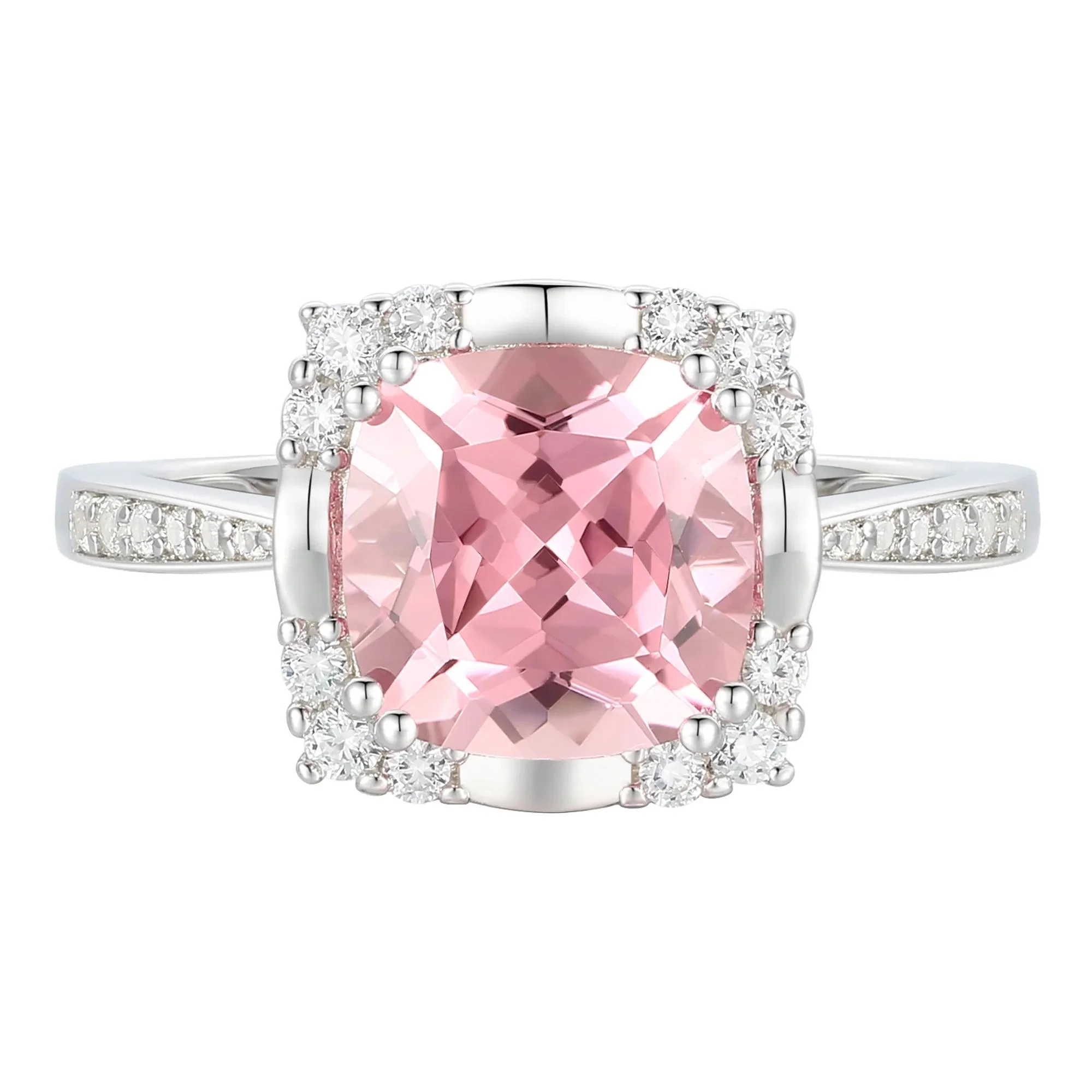 Lab-Created Pink & Lab-Created White Sapphire Ring Earring and Pendant Set .925 Sterling Silver Size 6 1mm - Image 2