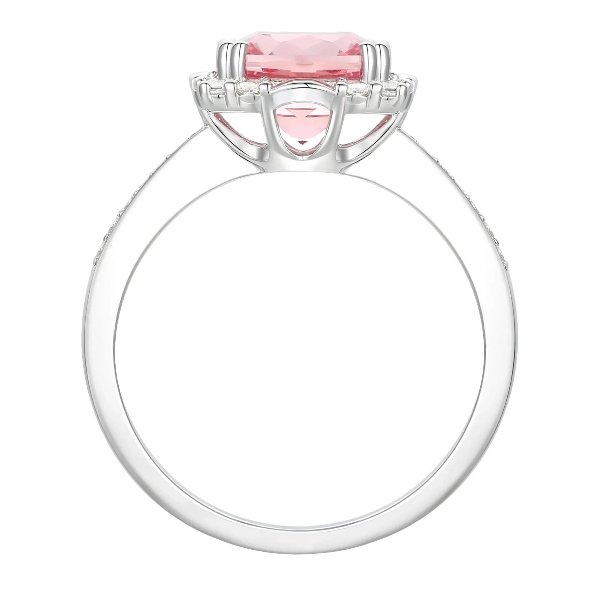 Lab-Created Pink & Lab-Created White Sapphire Ring Earring and Pendant Set .925 Sterling Silver Size 6 1mm - Image 3