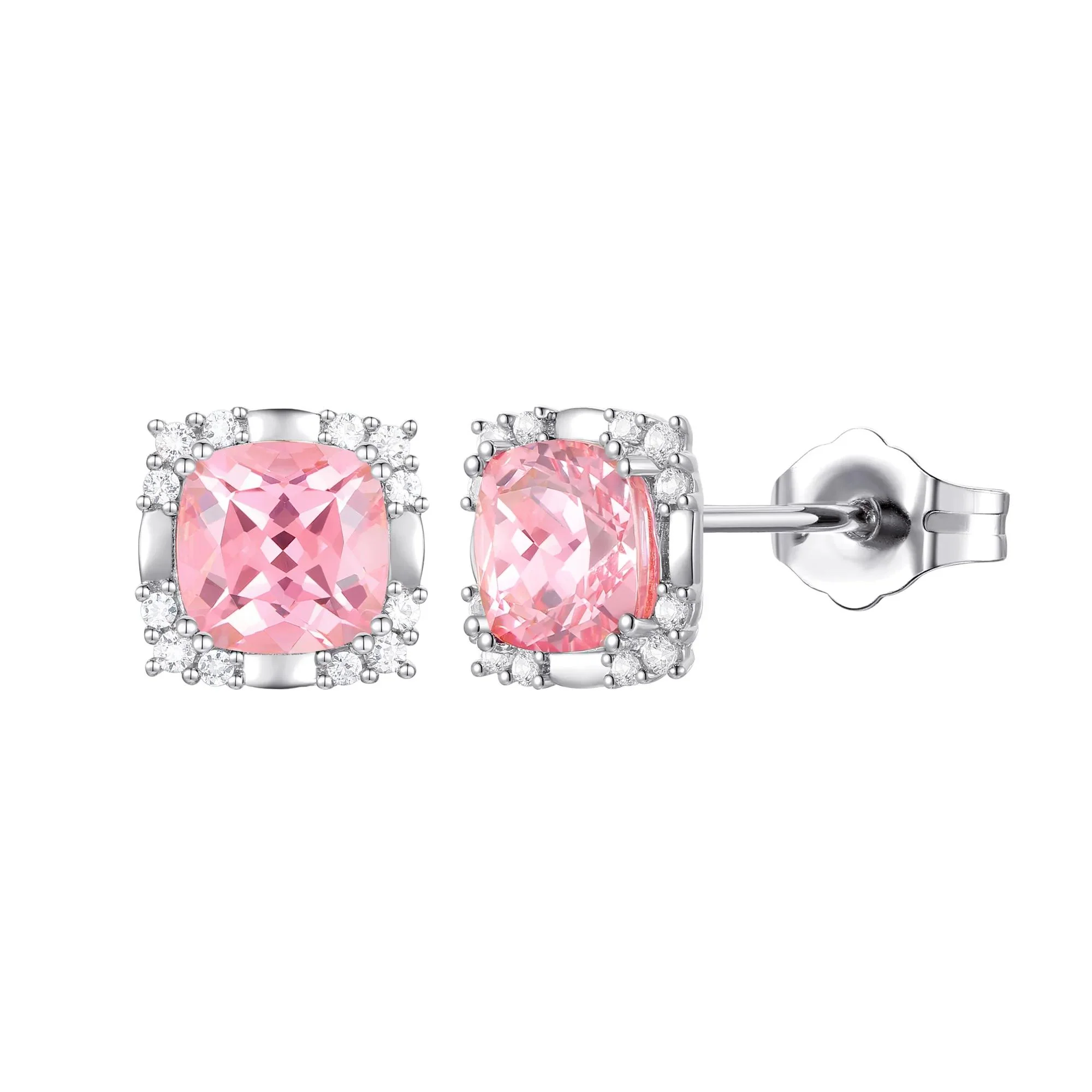 Lab-Created Pink & Lab-Created White Sapphire Ring Earring and Pendant Set .925 Sterling Silver Size 6 1mm - Image 7