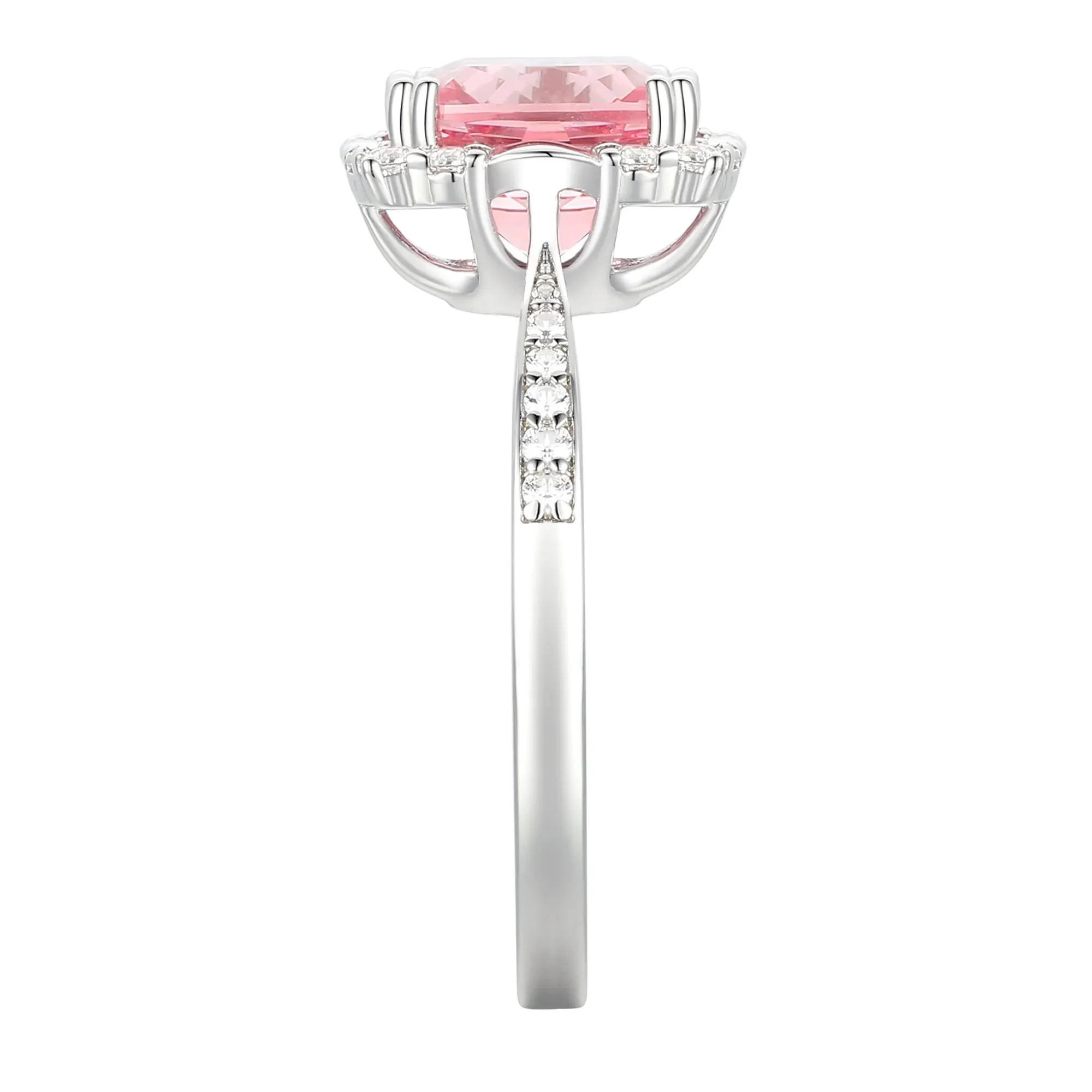 Lab-Created Pink & Lab-Created White Sapphire Ring Earring and Pendant Set .925 Sterling Silver Size 6.5 1mm - Image 4
