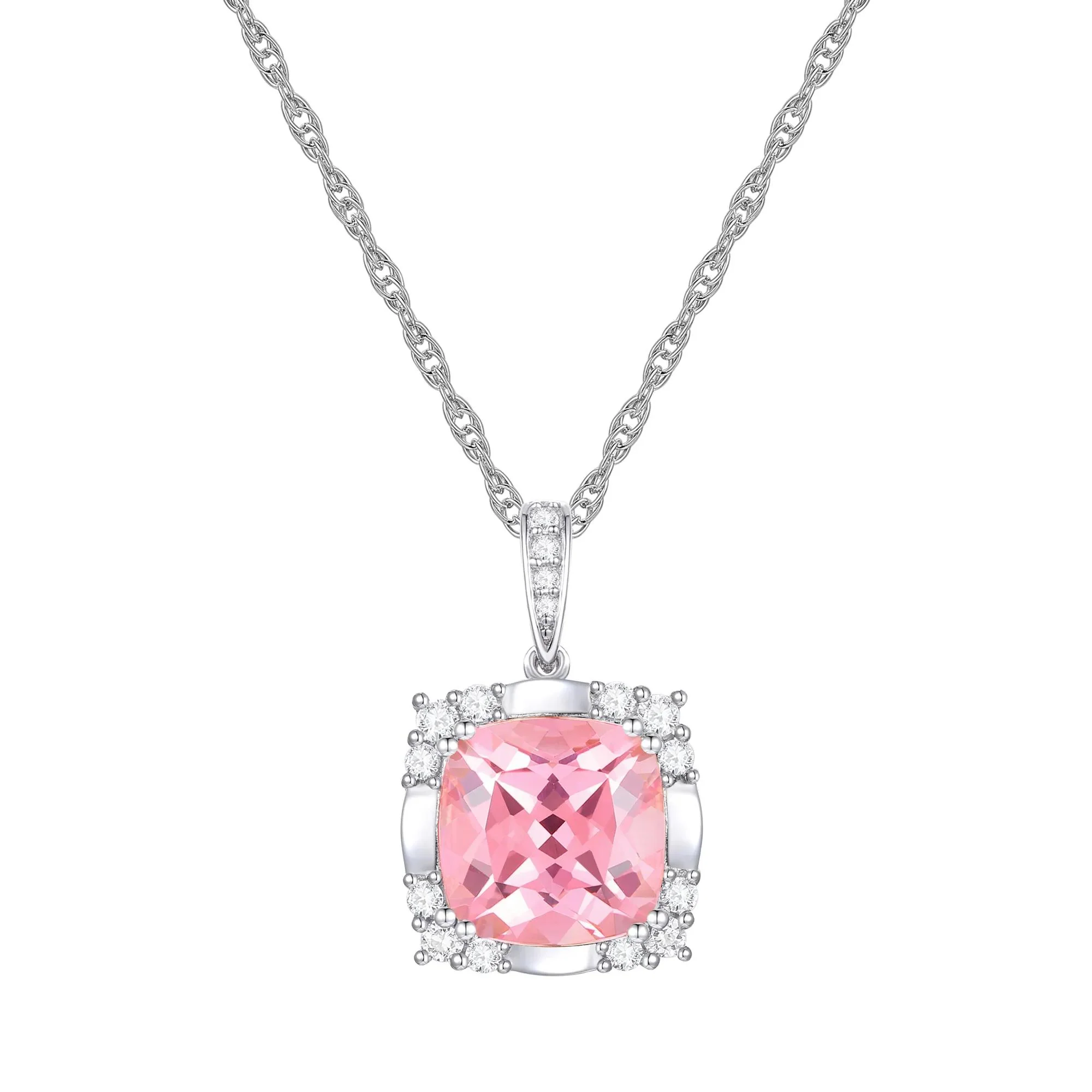 Lab-Created Pink & Lab-Created White Sapphire Ring Earring and Pendant Set .925 Sterling Silver Size 8 1mm - Image 5