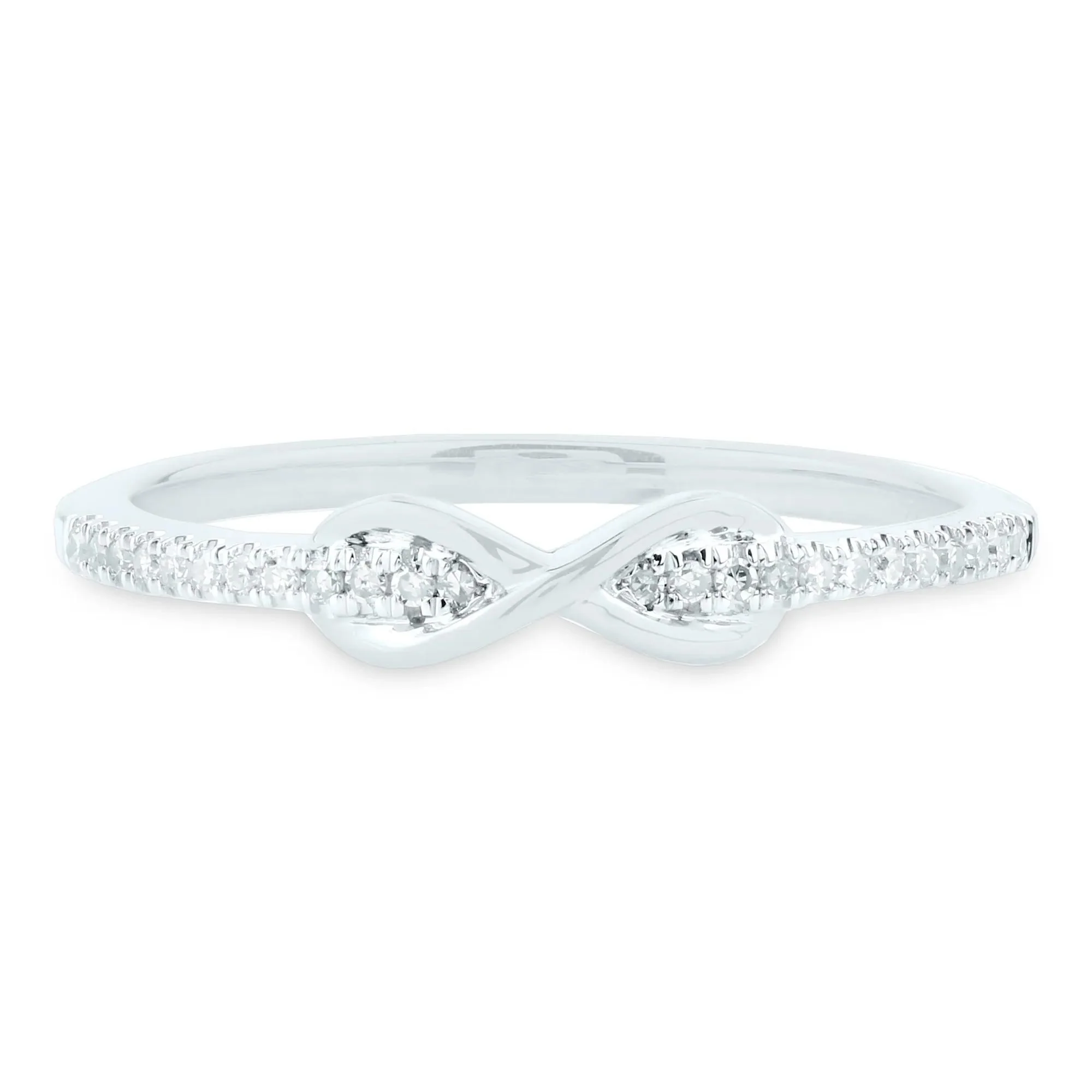 1/10 CT. Tw. Diamond Infinity Ring 14K White Gold Size 8 1.5mm