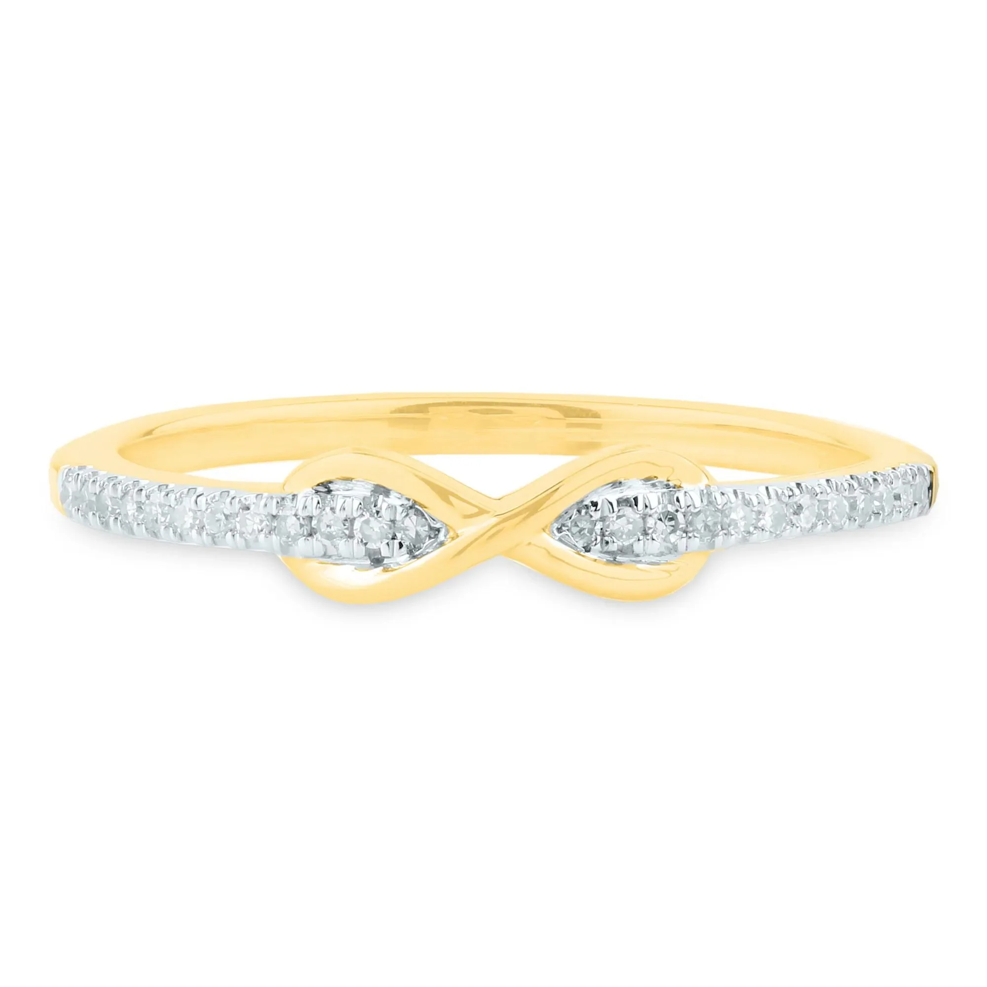 1/10 CT. Tw. Diamond Infinity Ring 14K Yellow Gold Size 7 1.5mm