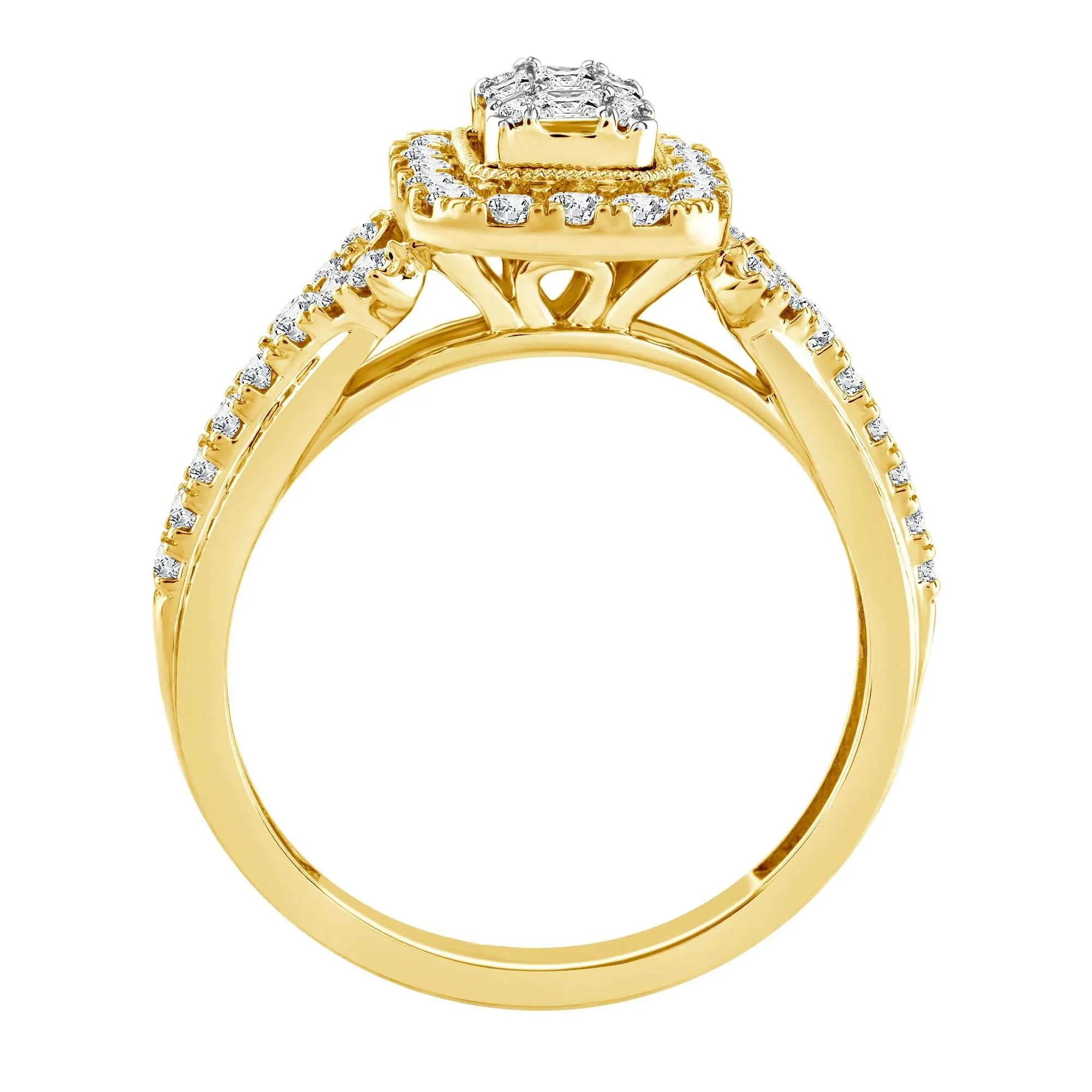 5/8 CT. Tw. Diamond Composite Engagement Ring 14K Yellow Gold Round Brilliant Cut Size 8 2.5mm - Image 2
