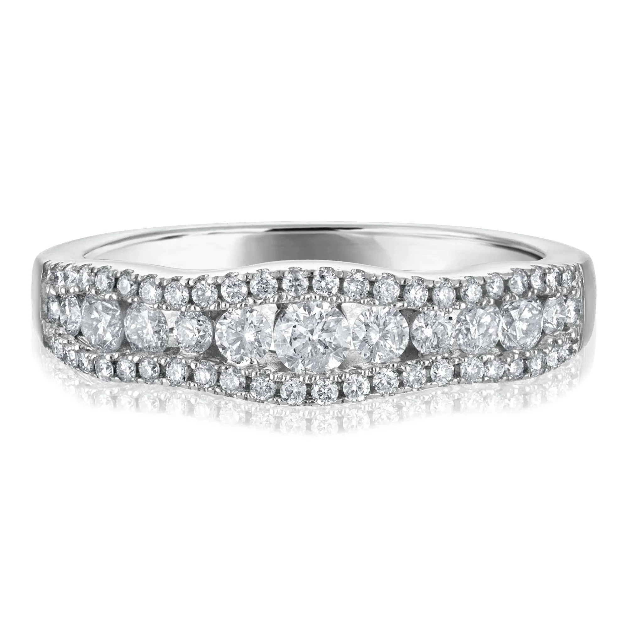 5/8 CT. Tw. Diamond Band Ring 14K White Gold Round Brilliant Cut Size 7.5 2.5mm