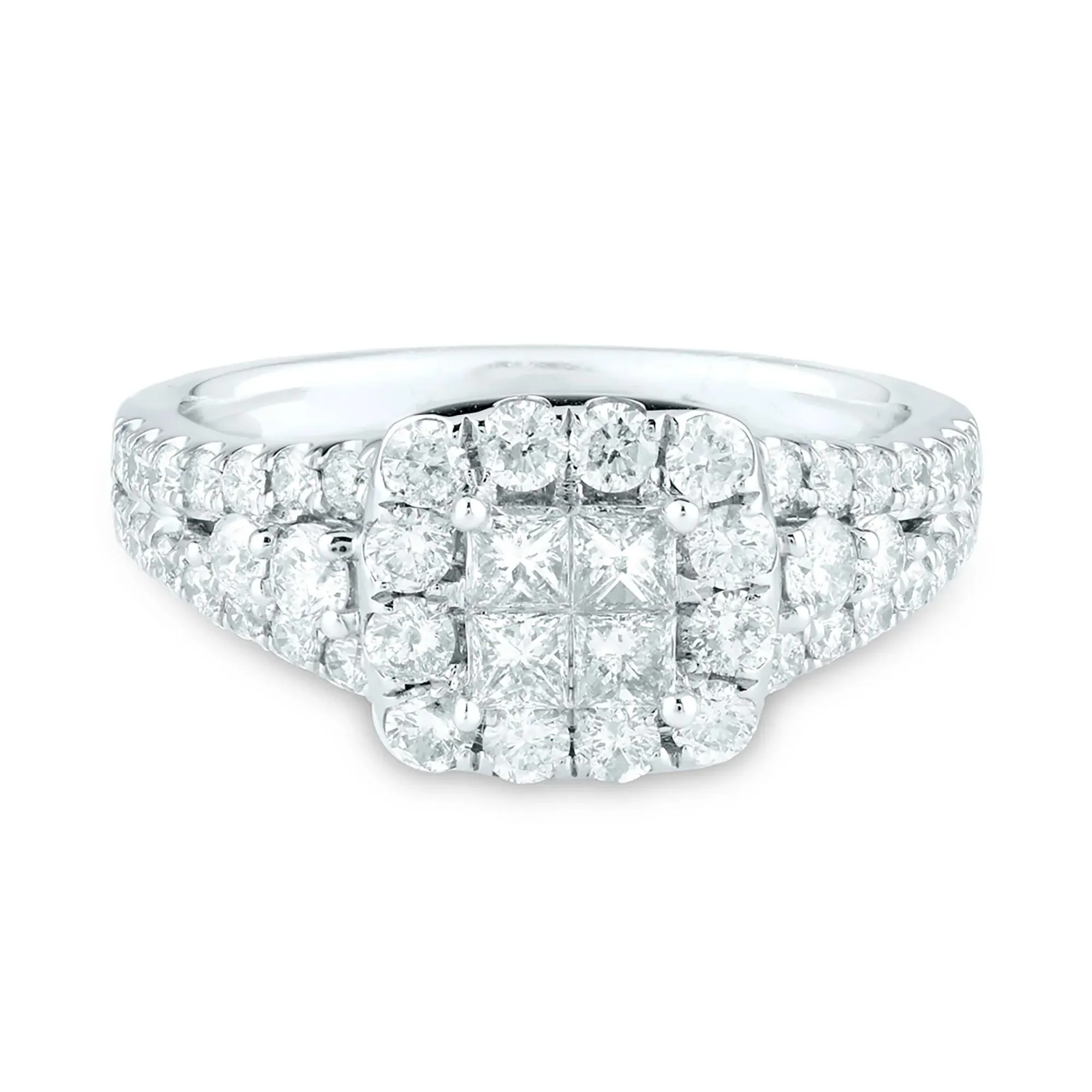 1/4 CT. Tw. Diamond Composite Engagement Ring 14K White Gold Round Brilliant Cut Size 6 2.5mm