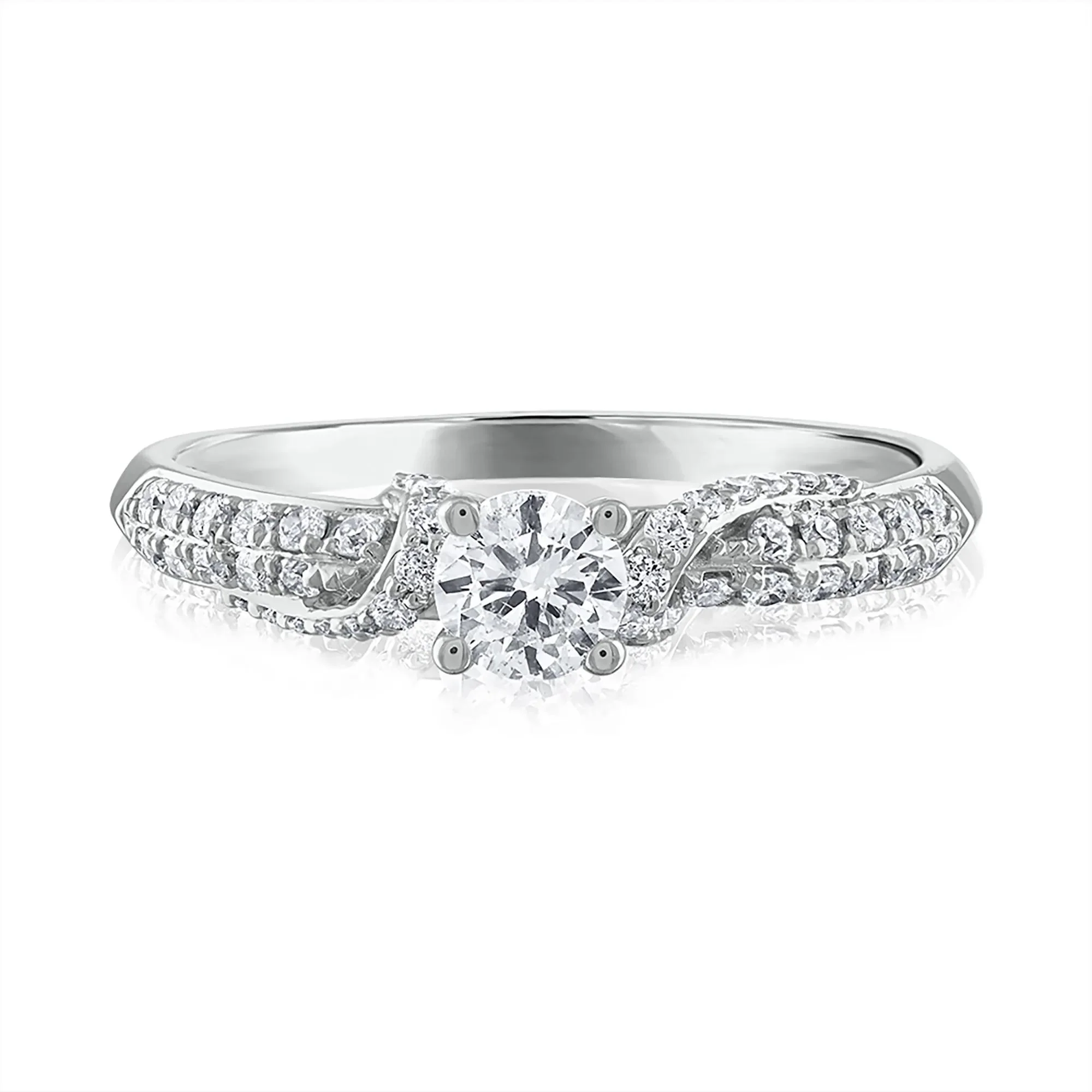 5/8 CT. Tw. Diamond Engagement Ring 14K White Gold Round Brilliant Cut Size 8.5 1.5mm