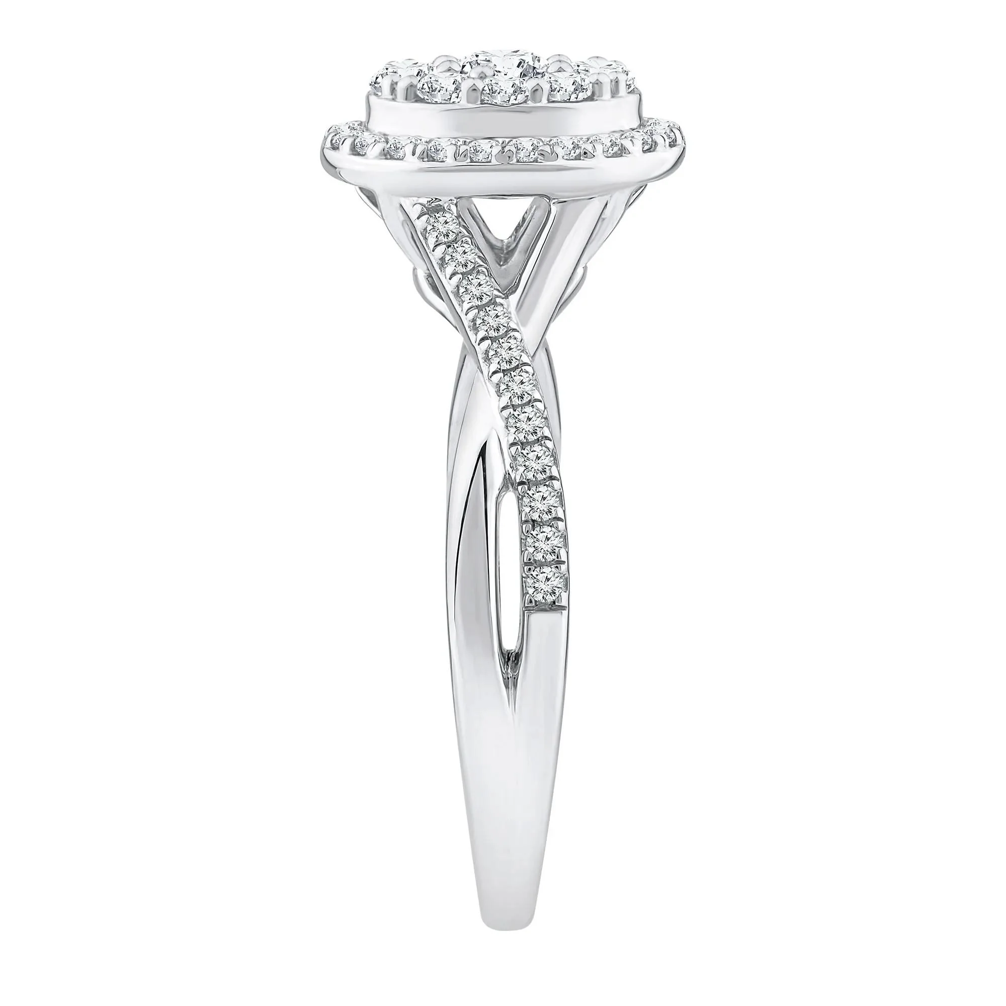 1/2 CT. Tw. Composite Engagement Ring 14K White Gold Round Brilliant Cut Size 8 3.5mm - Image 3