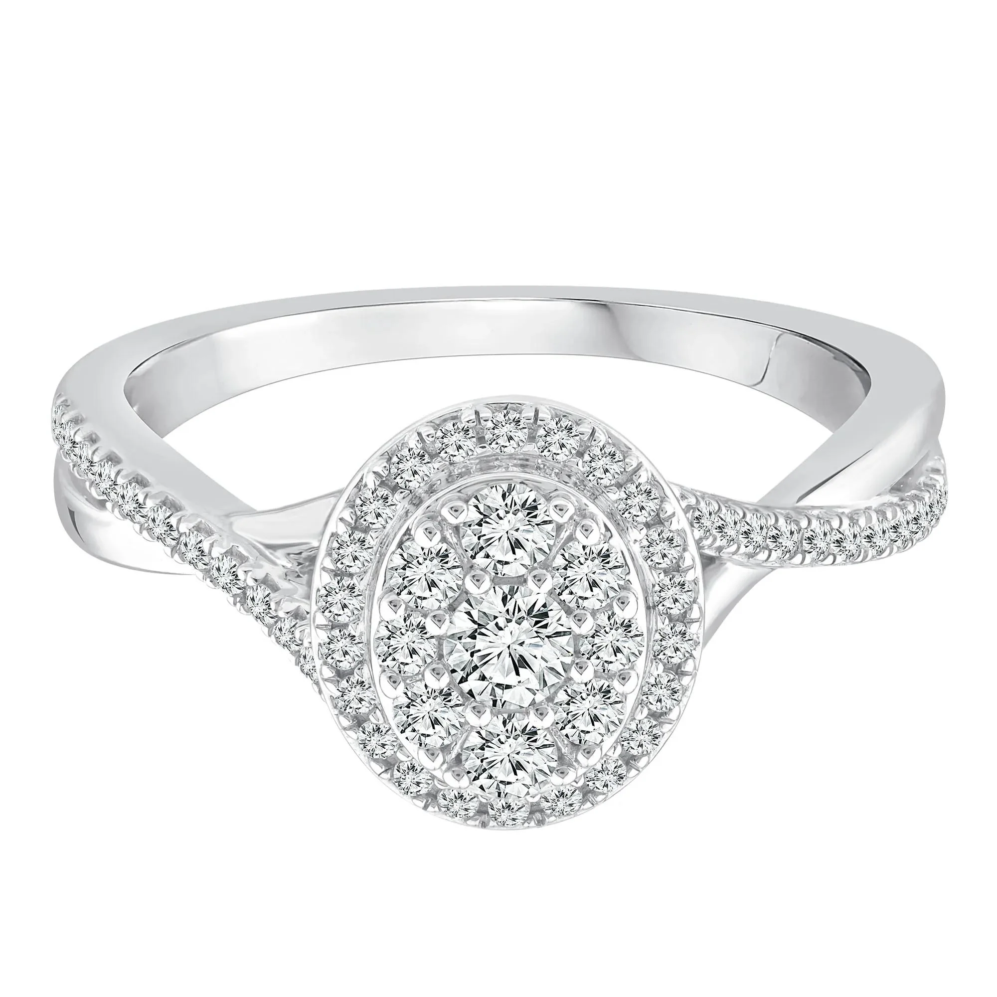1/2 CT. Tw. Composite Engagement Ring 14K White Gold Round Brilliant Cut Size 8.5 3.5mm