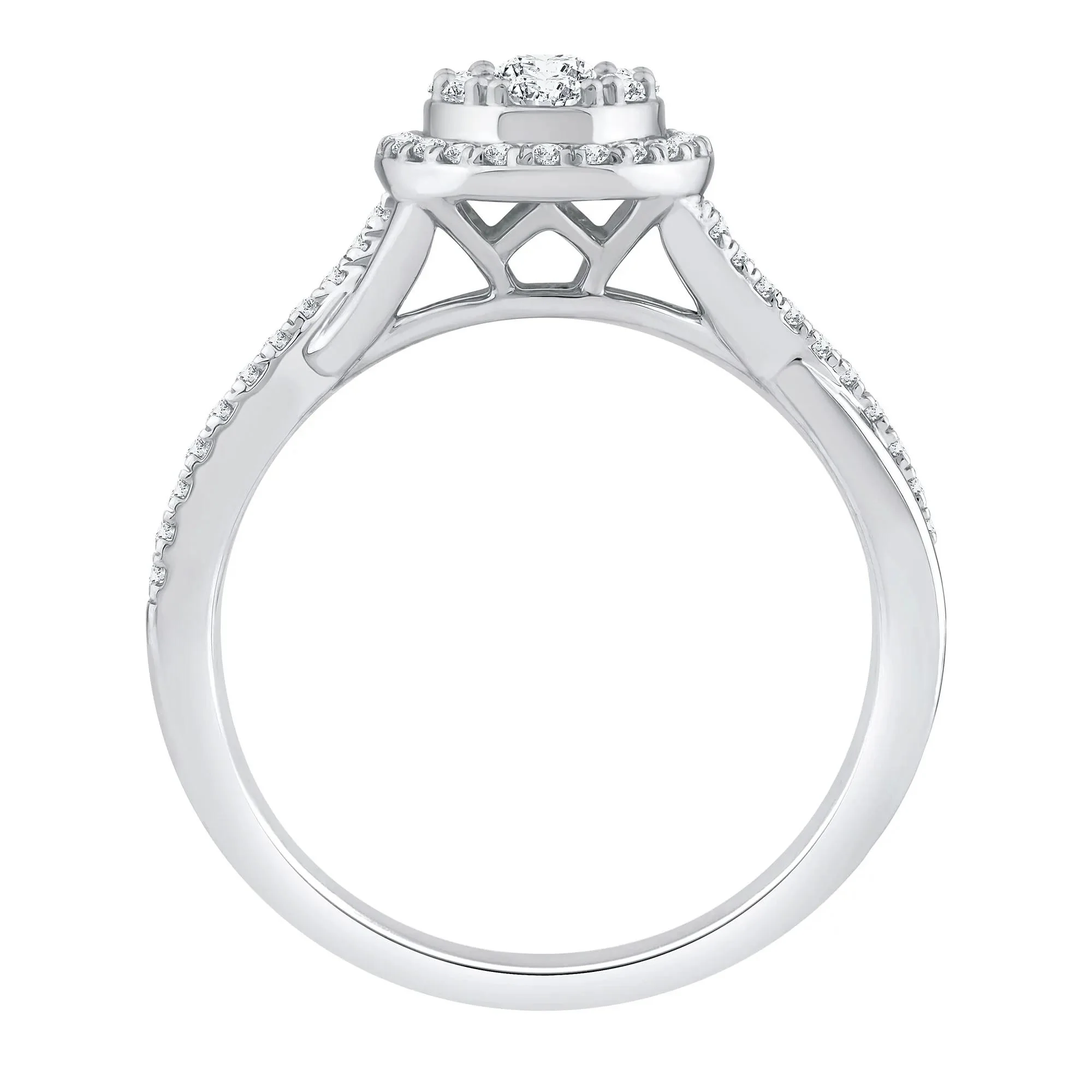 1/2 CT. Tw. Composite Engagement Ring 14K White Gold Round Brilliant Cut Size 9 3.5mm - Image 2