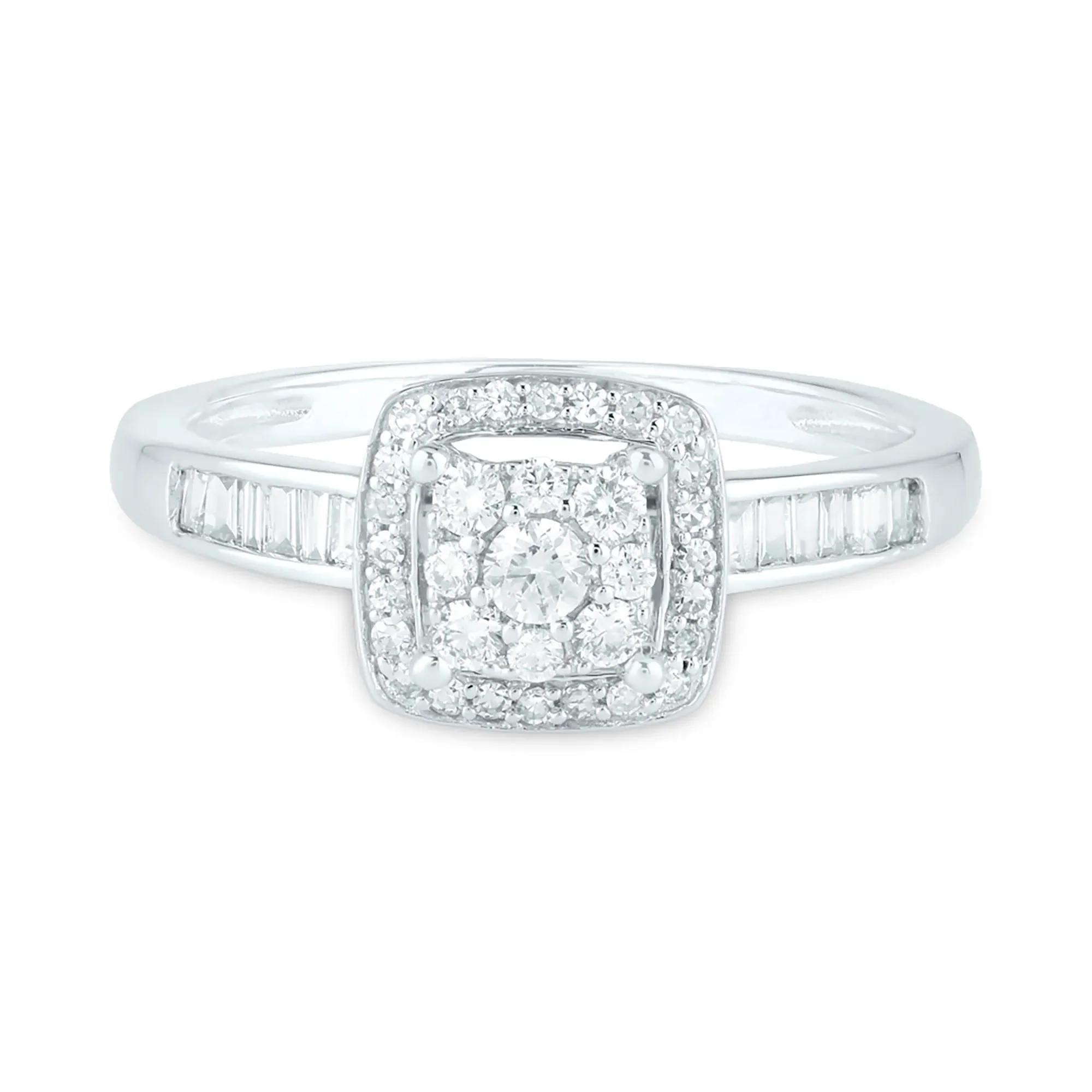 3/8 CT. Tw. Diamond Engagement Ring 10K White Gold Size 6 2mm
