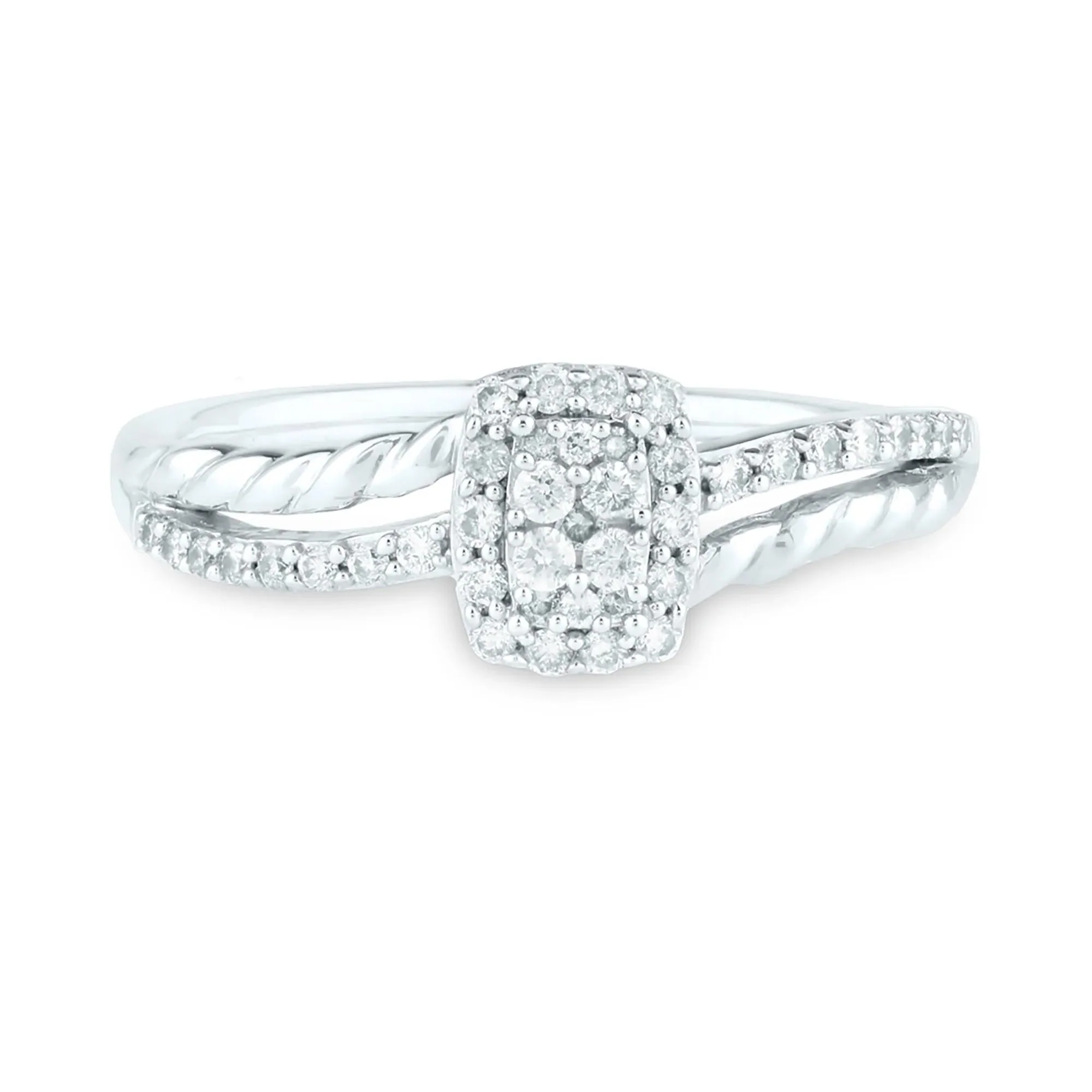 1/4 CT. Tw. Diamond Promise Ring 10K White Gold Round Brilliant Cut Size 7.5 1.5mm