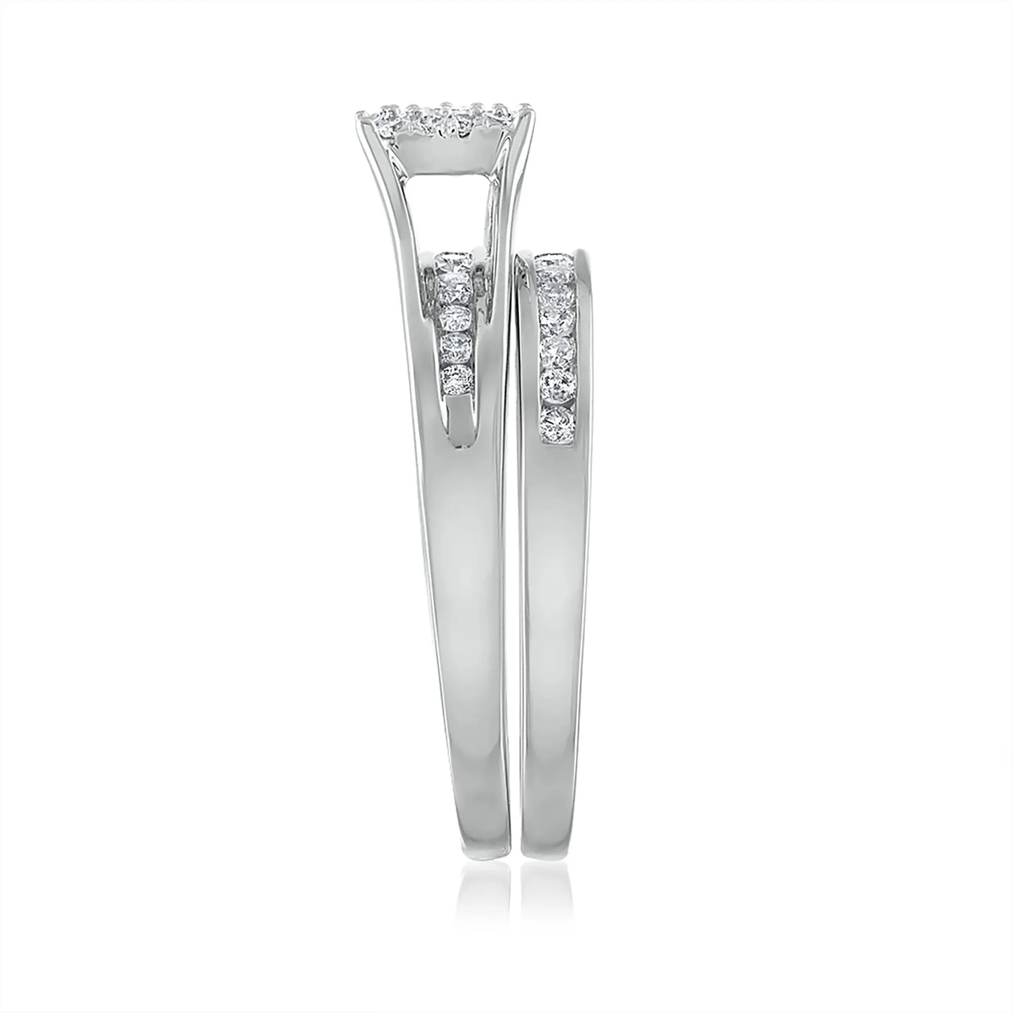 1/2 CT. Tw. Diamond Engagement Set 14K White Gold Ring Round Brilliant Cut Size 8.5 3mm - Image 4