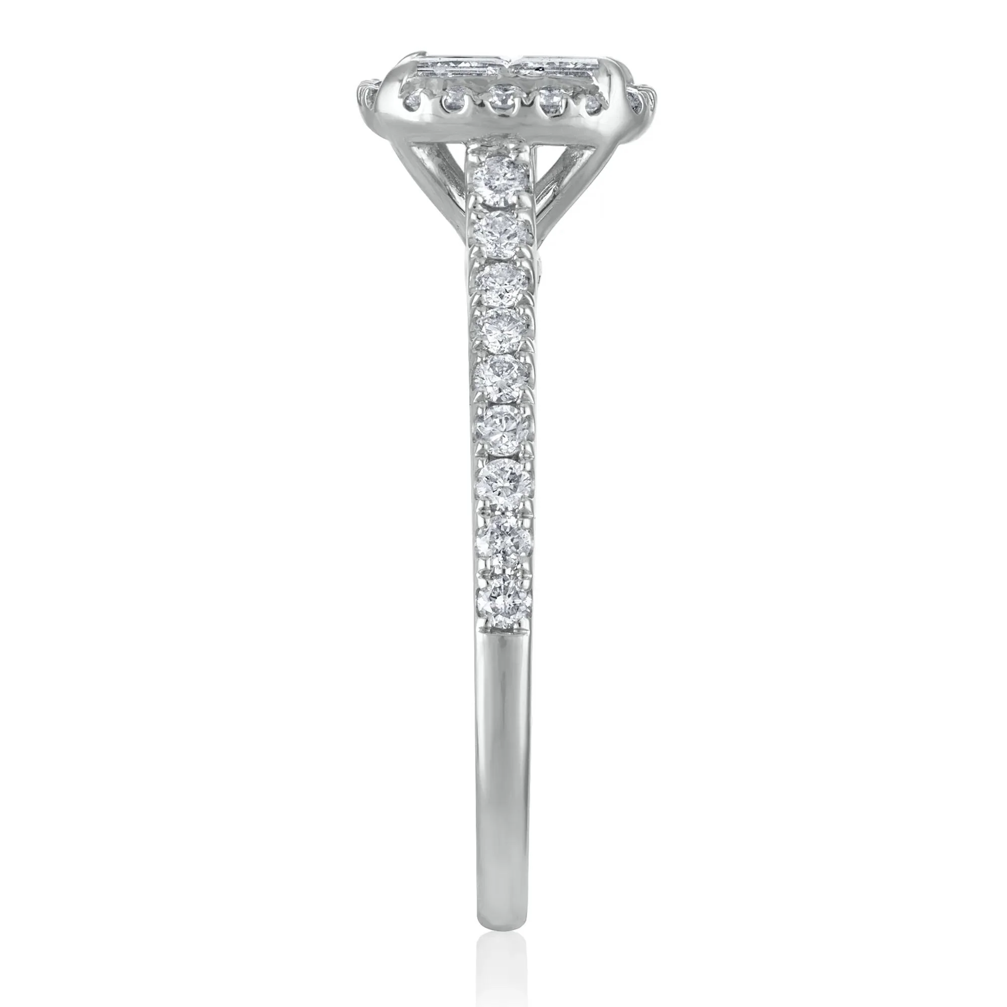 1 CT. Tw. Diamond Composite Engagement Ring 14K White Gold Round Brilliant Cut Size 6 1.5mm - Image 3