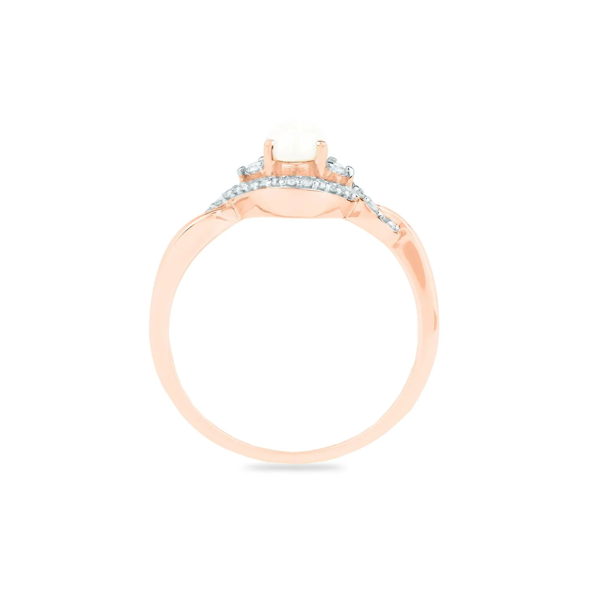 1/7 CT. Tw. Opal and Diamond Ring 14K Rose Gold Size 6.5 1.5mm - Image 2
