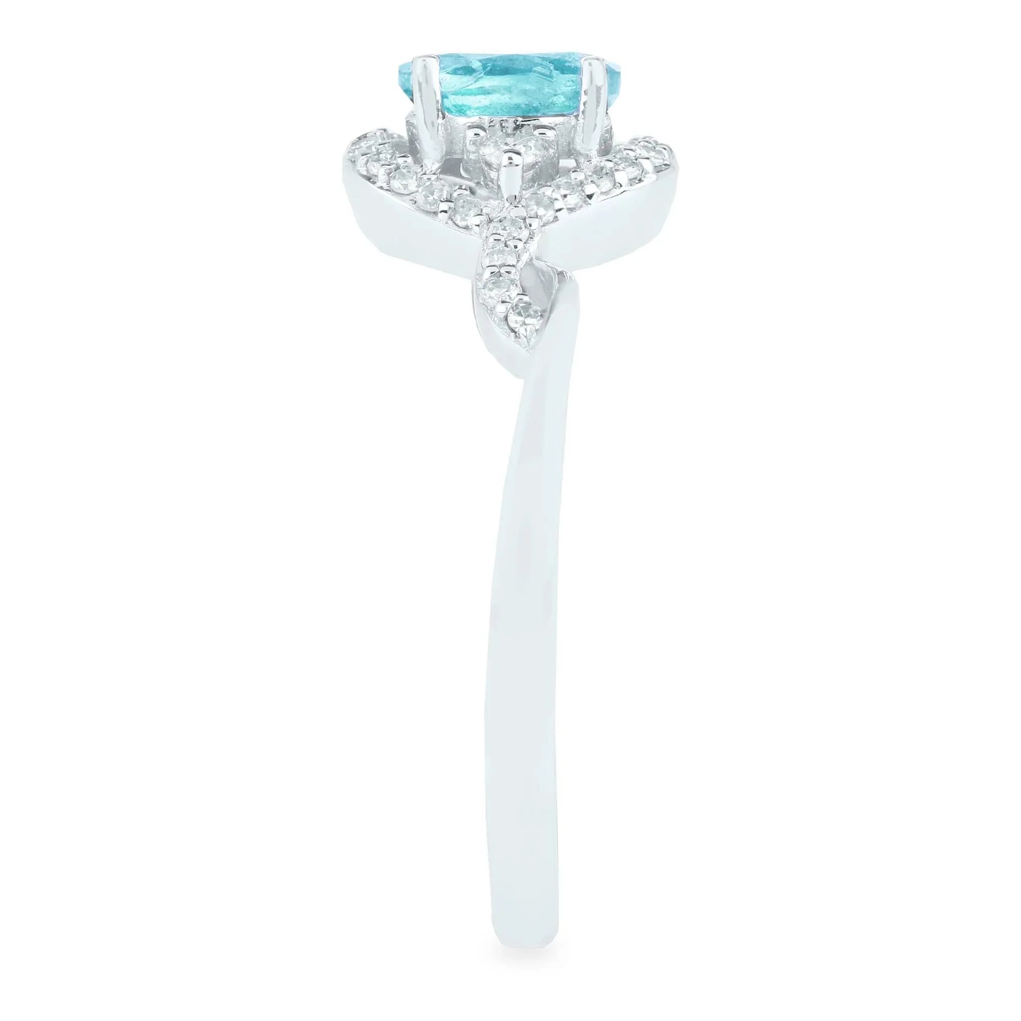 1/7 CT. Tw. Aquamarine and Diamond Ring 14K White Gold Size 6.5 1.5mm - Image 3