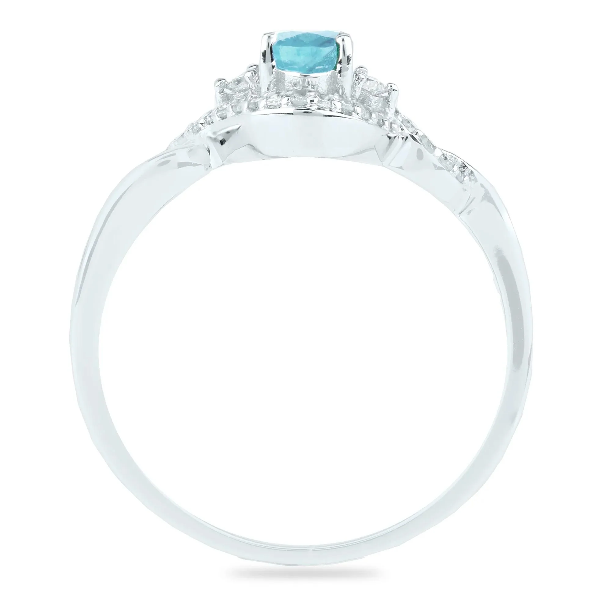 1/7 CT. Tw. Aquamarine and Diamond Ring 14K White Gold Size 8 1.5mm - Image 2