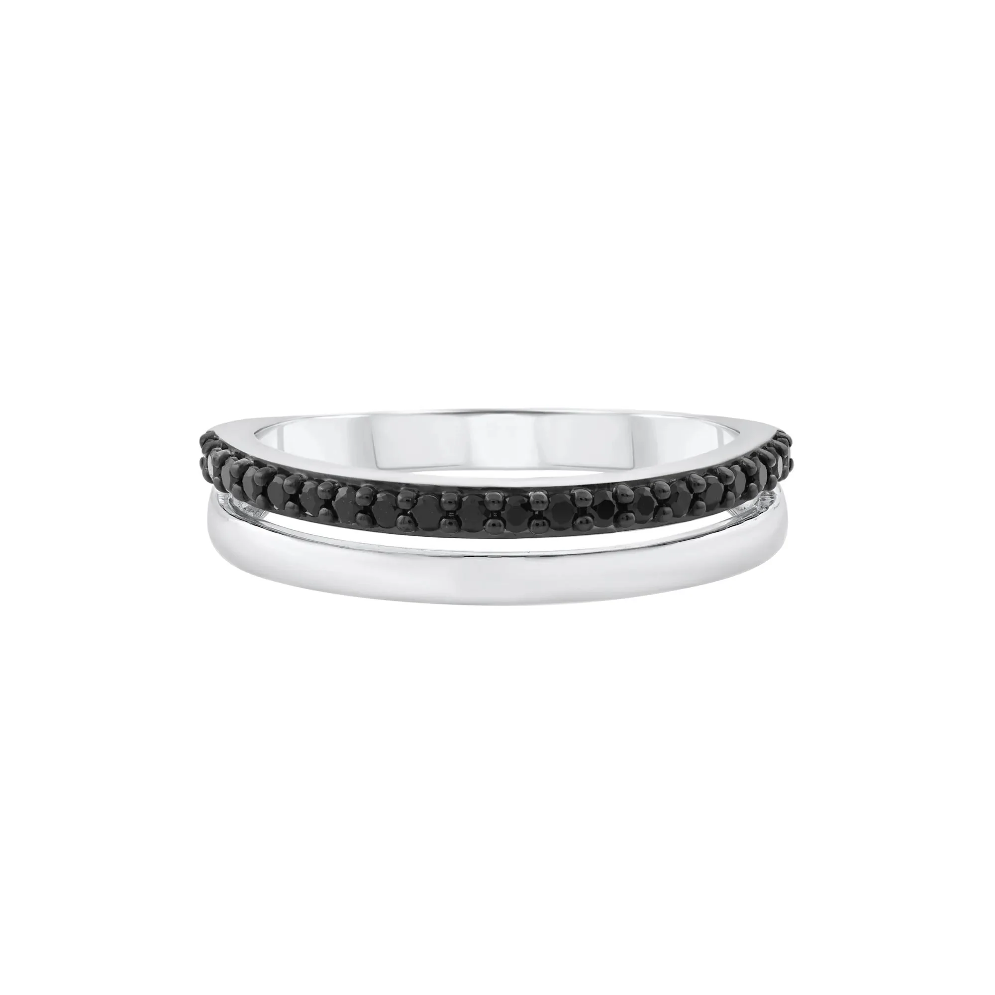 1/5 CT. Tw. Black Diamond Ring .925 Sterling Silver Round Brilliant Cut White Size 8
