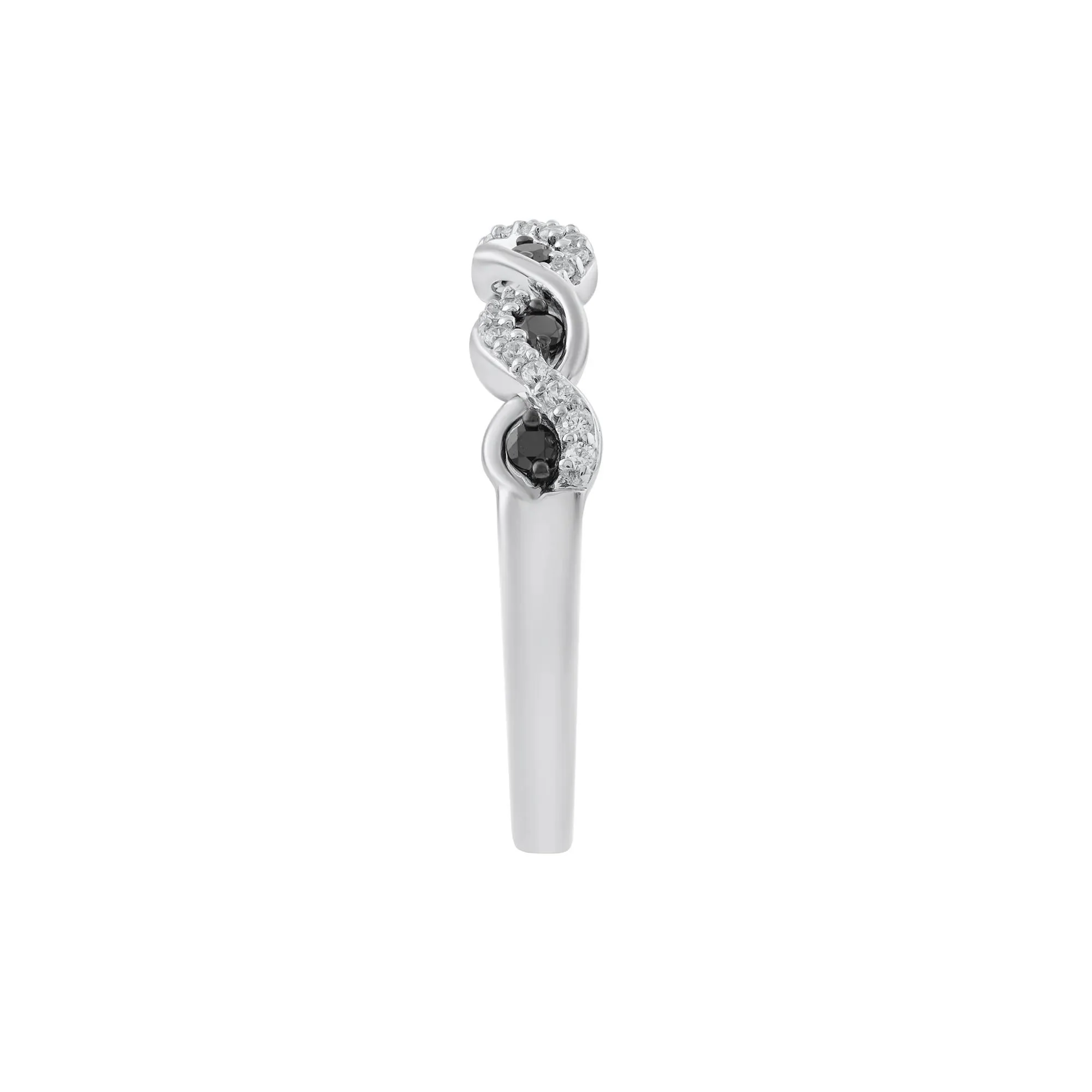 1/4 CT. Tw. Black and White Diamond Twist Ring .925 Sterling Silver Round Brilliant Cut Size 7 - Image 2