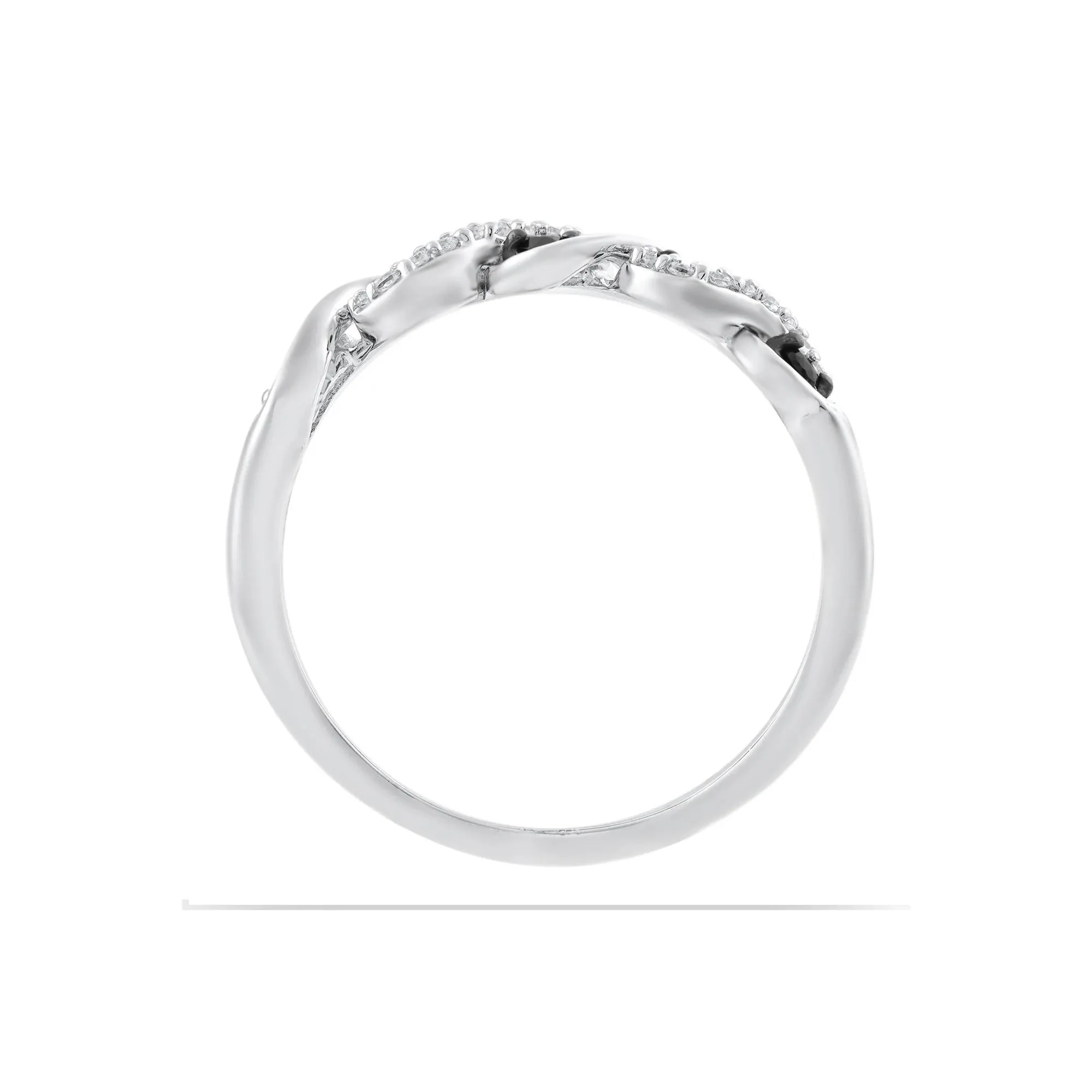 1/4 CT. Tw. Black and White Diamond Twist Ring .925 Sterling Silver Round Brilliant Cut Size 9