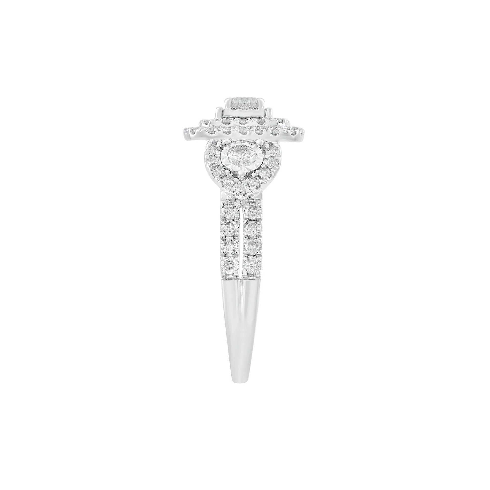 1 CT. Tw. Diamond Three-Stone Ring 10K White Gold Round Brilliant Cut Size 7.5 - Image 3