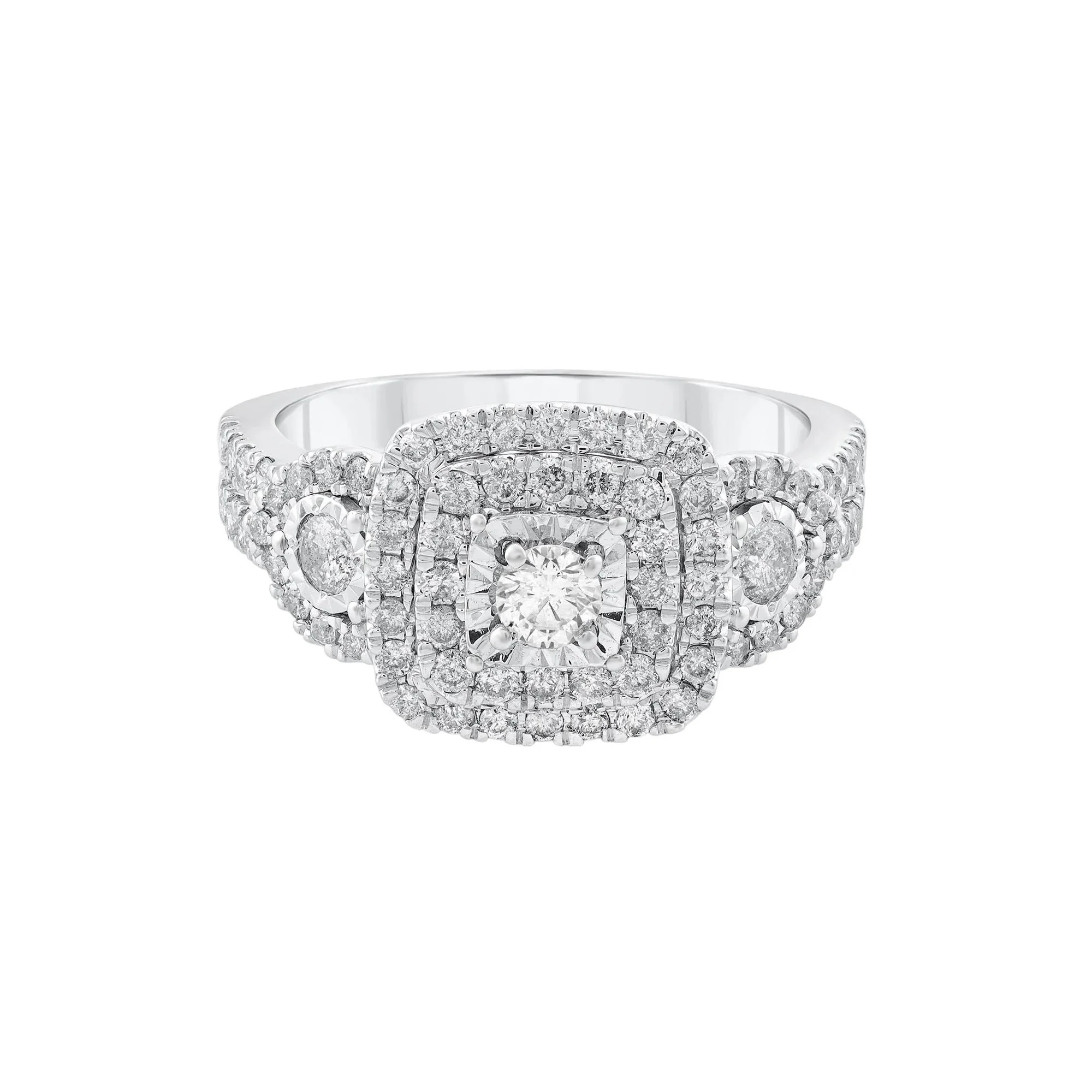 1 CT. Tw. Diamond Three-Stone Ring 10K White Gold Round Brilliant Cut Size 9