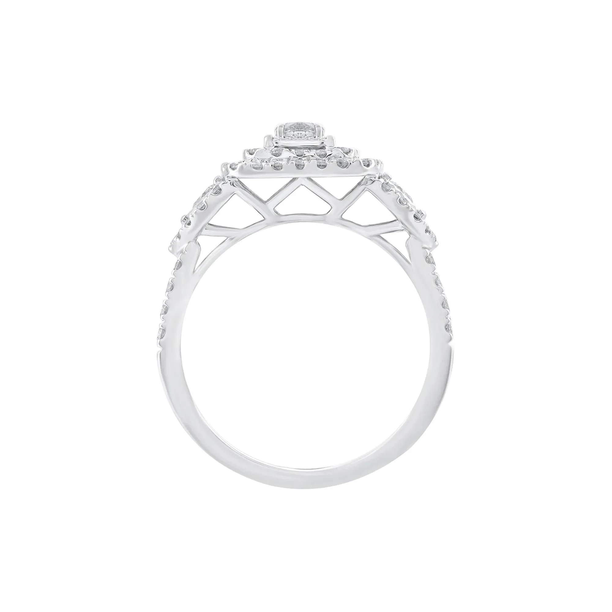 1 CT. Tw. Diamond Three-Stone Ring 10K White Gold Round Brilliant Cut Size 9 - Image 2