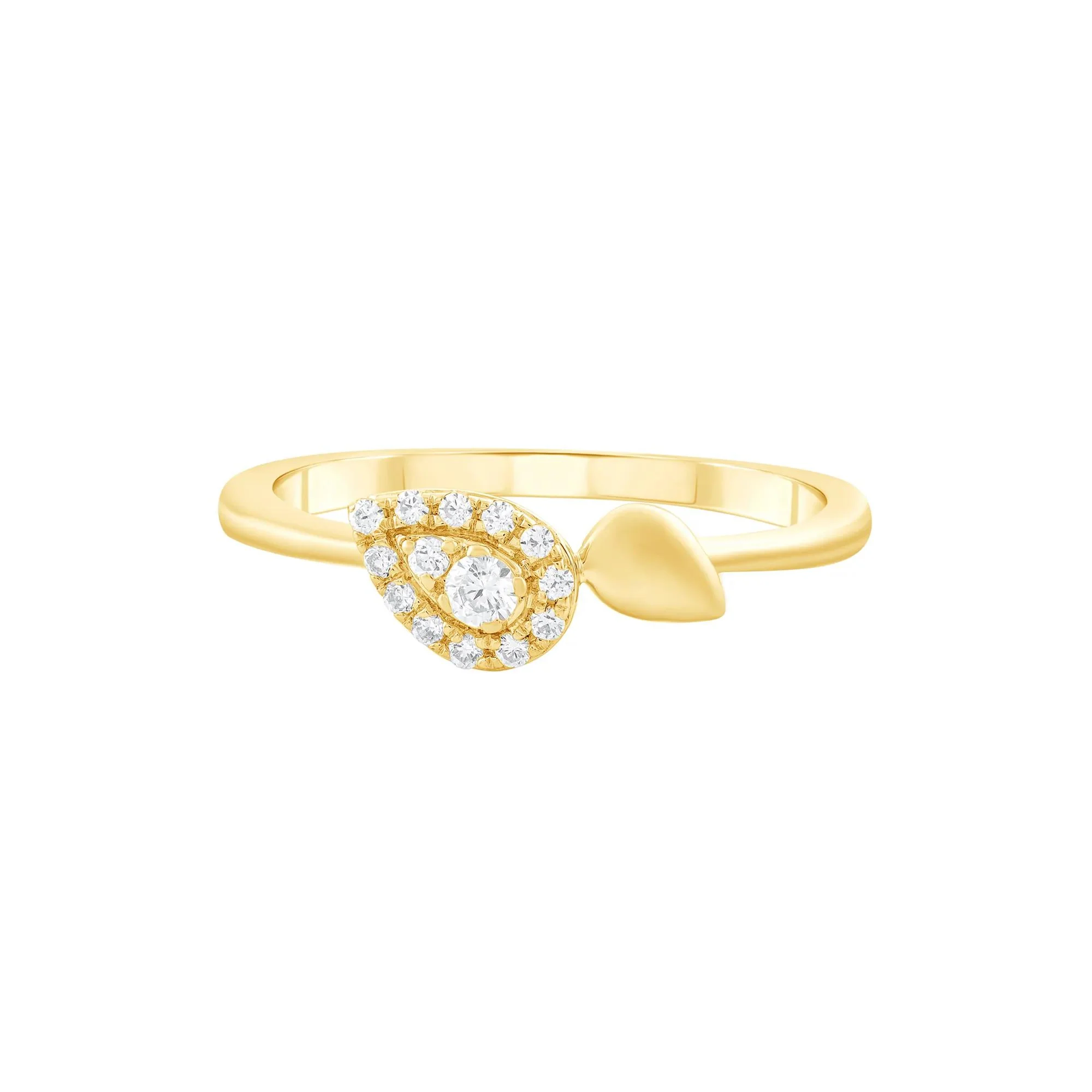 1/7 CT. Tw. Diamond Pear-Shaped Halo Ring 10K Yellow Gold Round Brilliant Cut Size 6.5 - Image 3