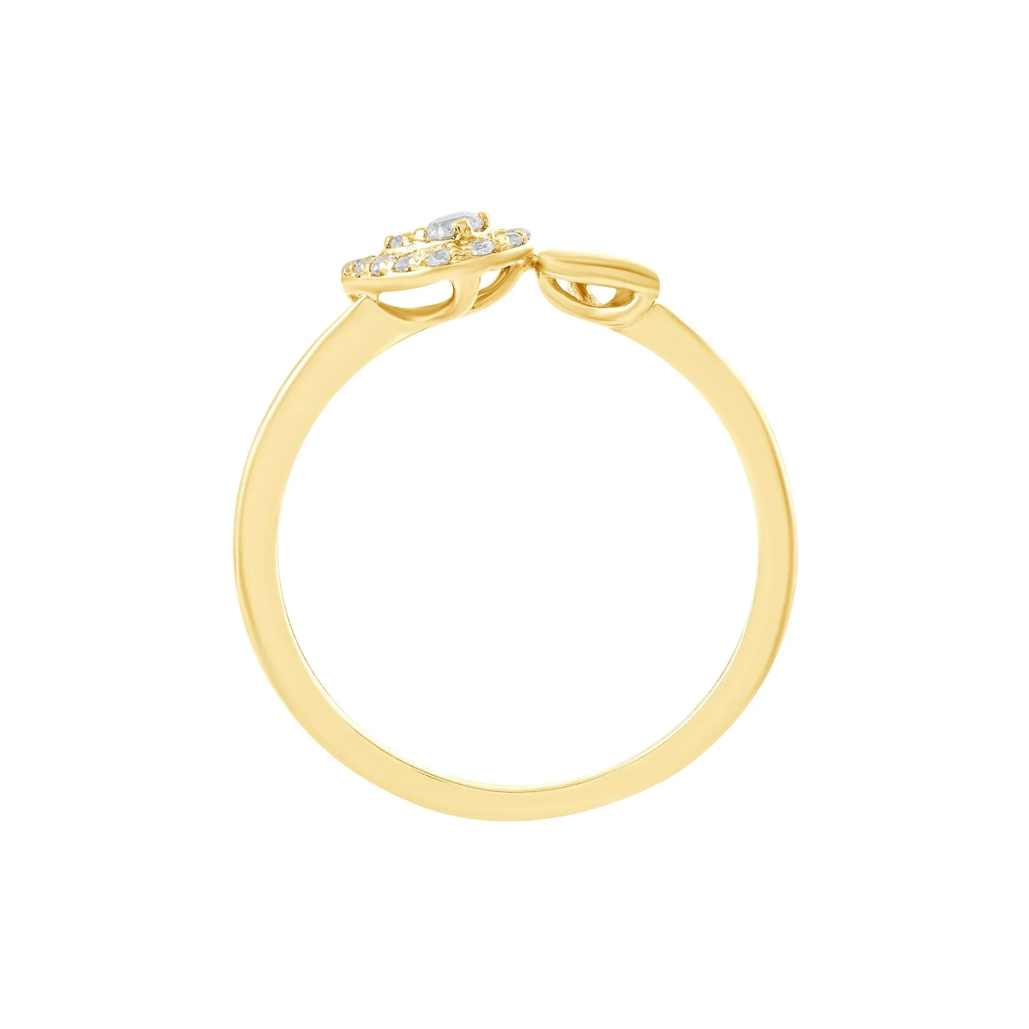 1/7 CT. Tw. Diamond Pear-Shaped Halo Ring 10K Yellow Gold Round Brilliant Cut Size 9.5