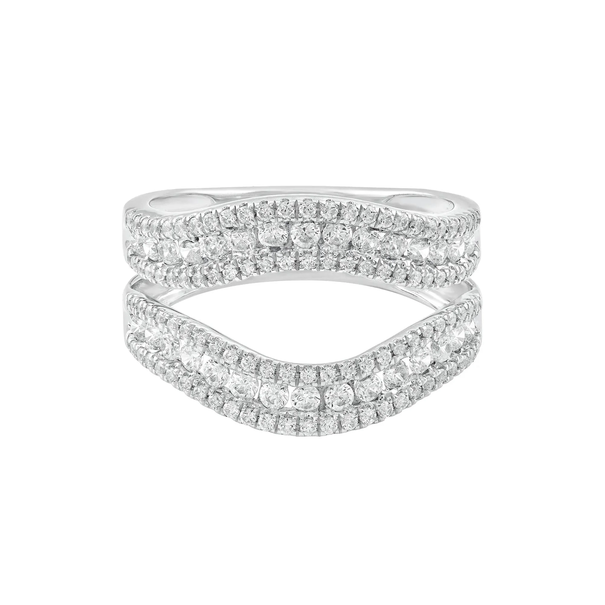 1 CT. Tw. Diamond Contour Ring Insert 14K White Gold Round Brilliant Cut Size 8