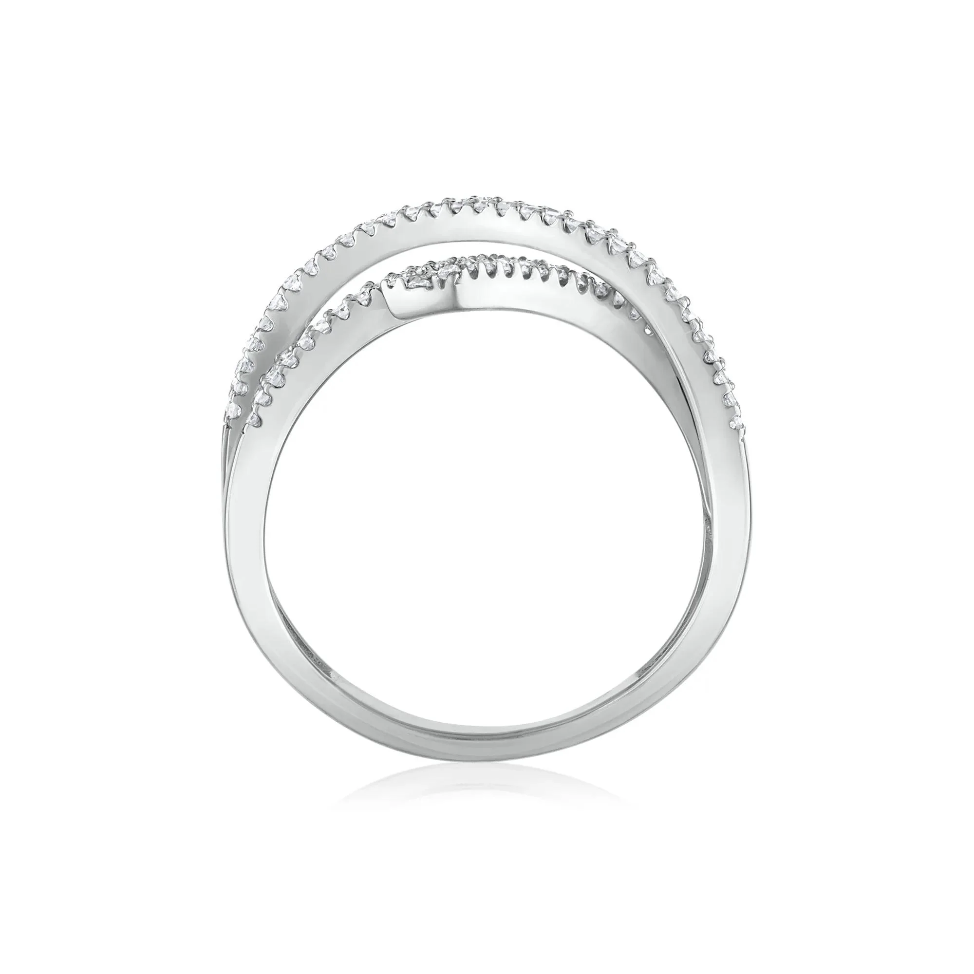 1/2 CT. Tw. Diamond Bypass Crossover Ring 10K White Gold Size 8 3mm