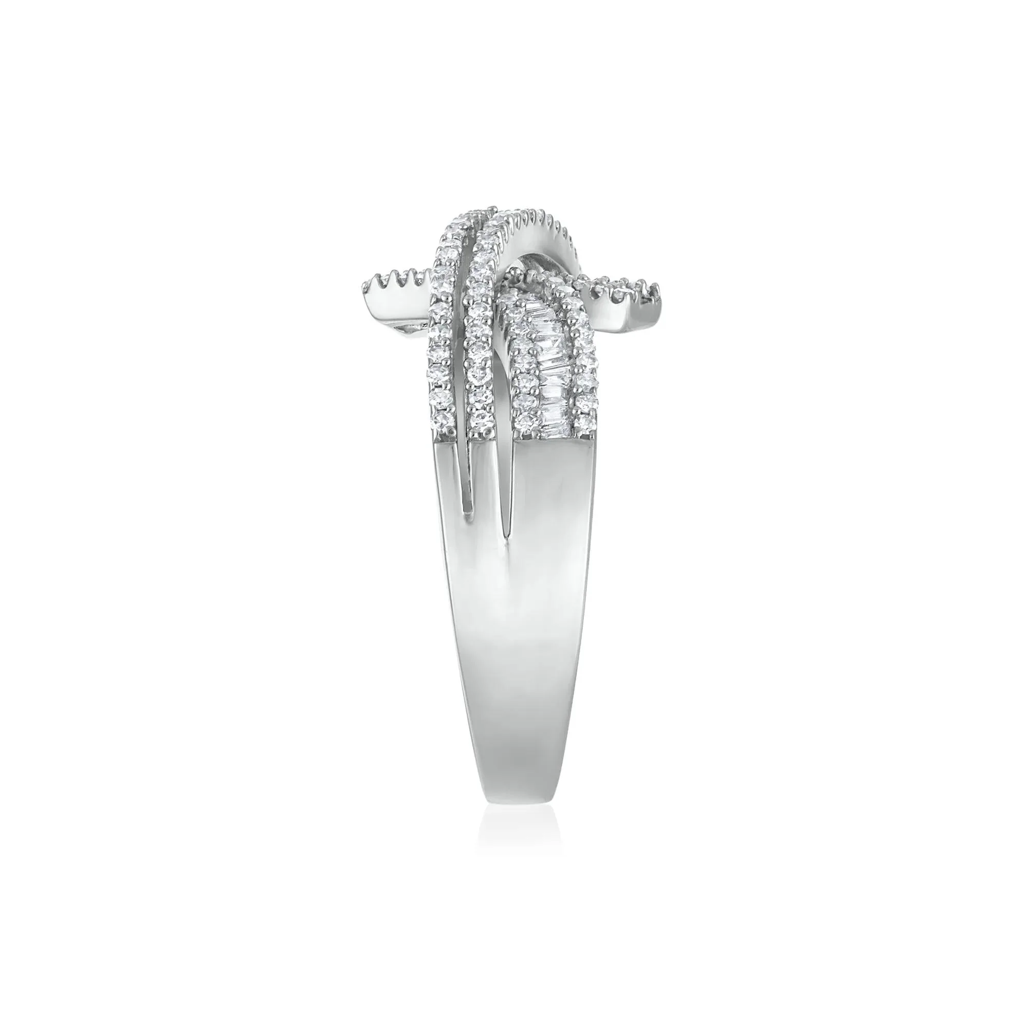 1/2 CT. Tw. Diamond Bypass Crossover Ring 10K White Gold Size 8 3mm - Image 2