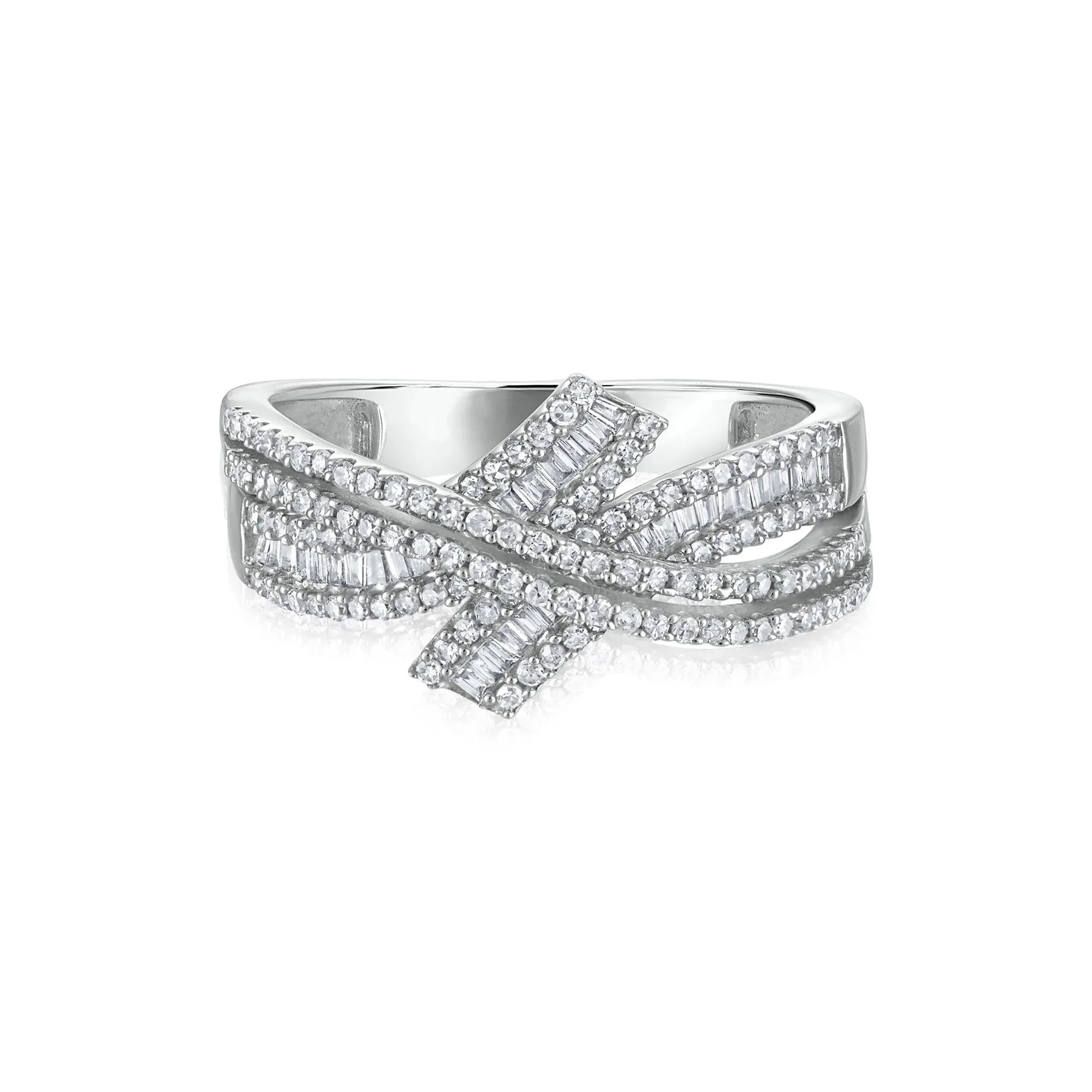 1/2 CT. Tw. Diamond Bypass Crossover Ring 10K White Gold Size 8.5 3mm - Image 3