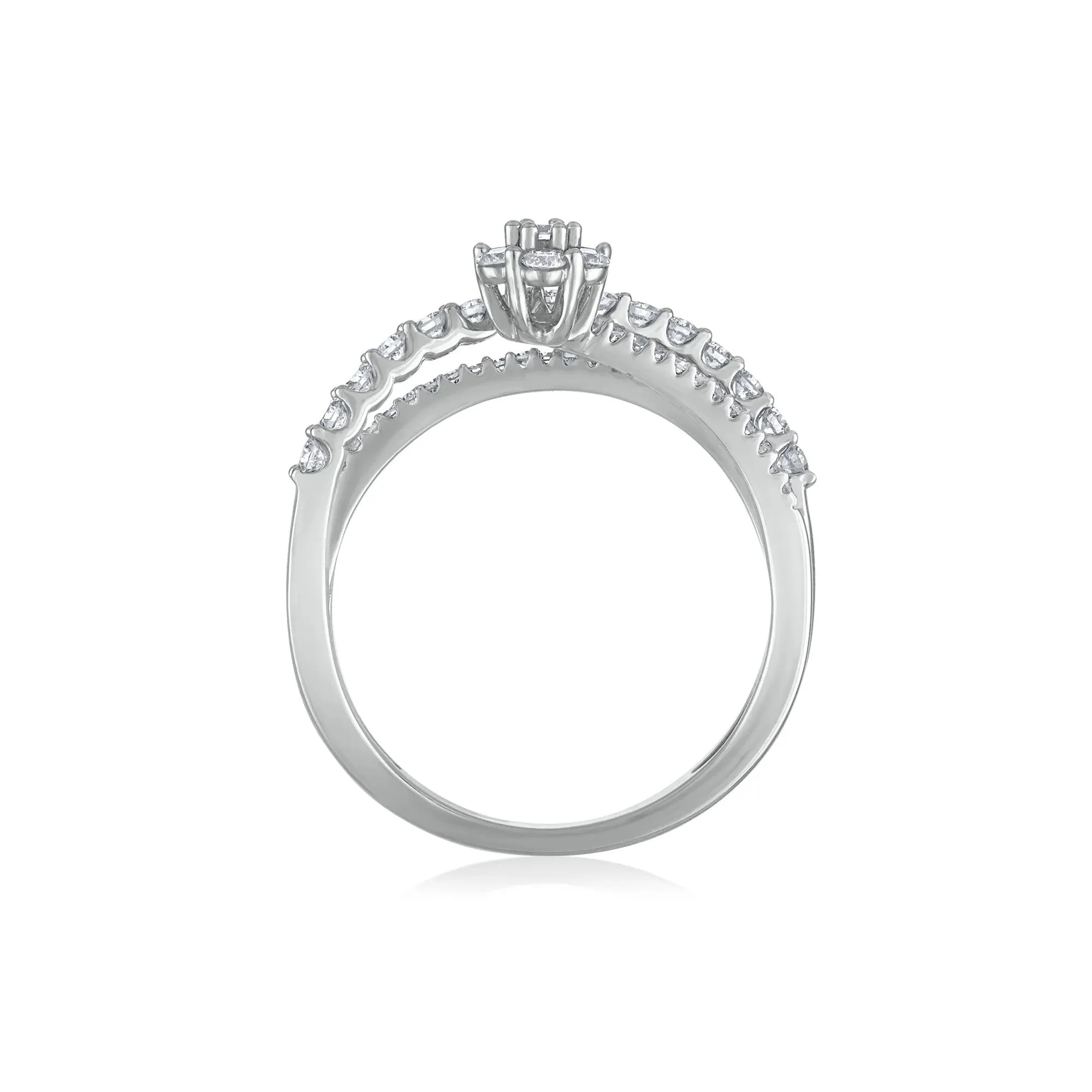5/8 CT. Tw. Diamond Floral Bypass Ring 14K White Gold Round Brilliant Cut Size 7.5 2mm - Image 2